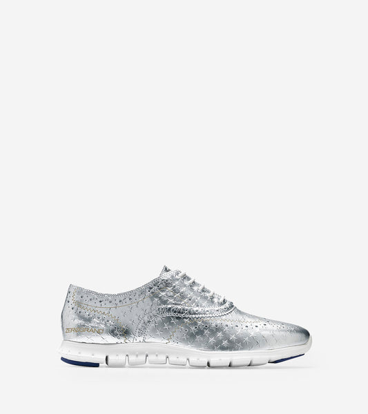 ColeHaan-ZERØGRAND Wingtip Oxford-w07075-Silver Metallic Star Print