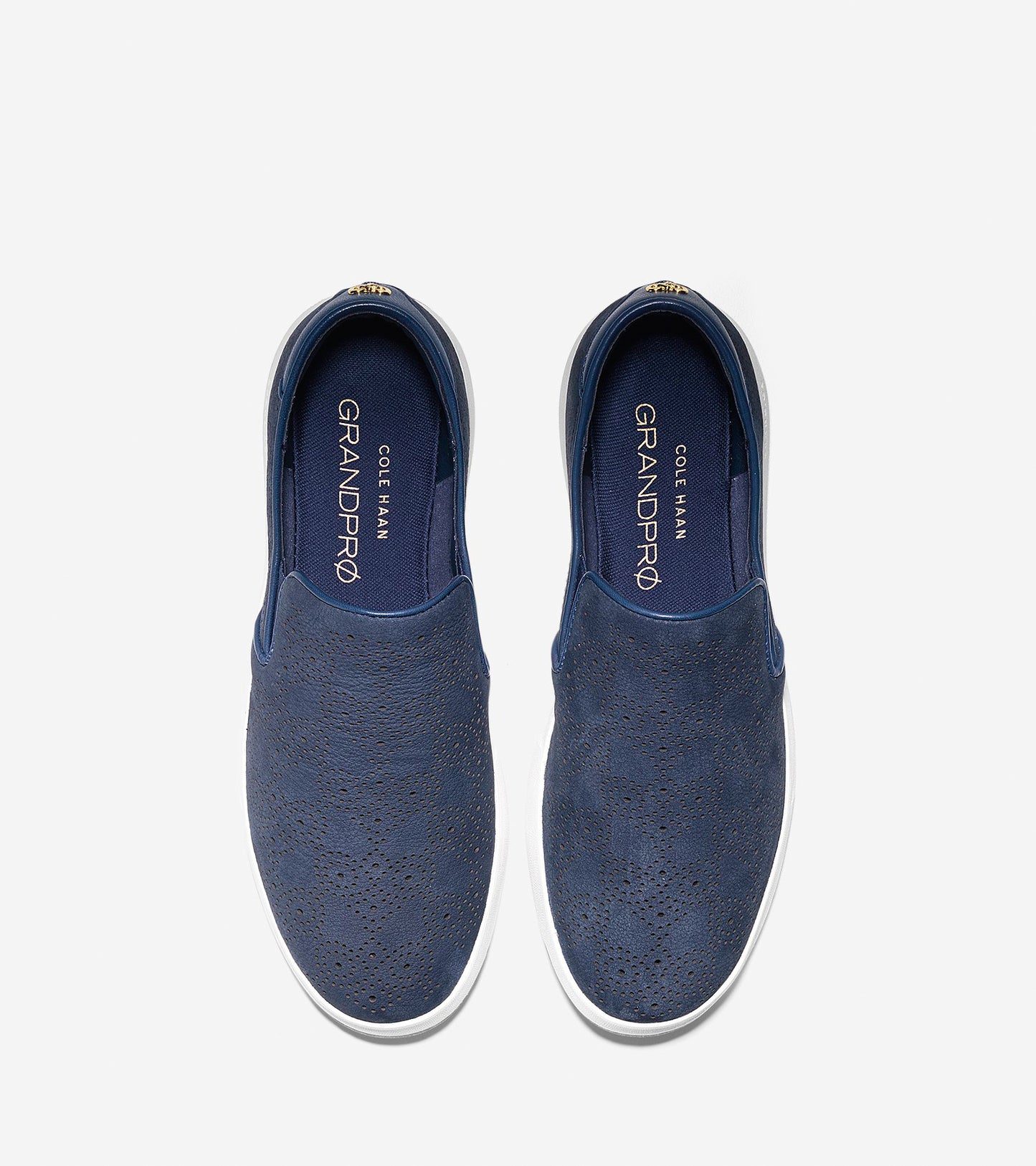 ColeHaan-GrandPrø Paisley Perforated Slip On Sneaker-w07201-Marine Blue Nubuck