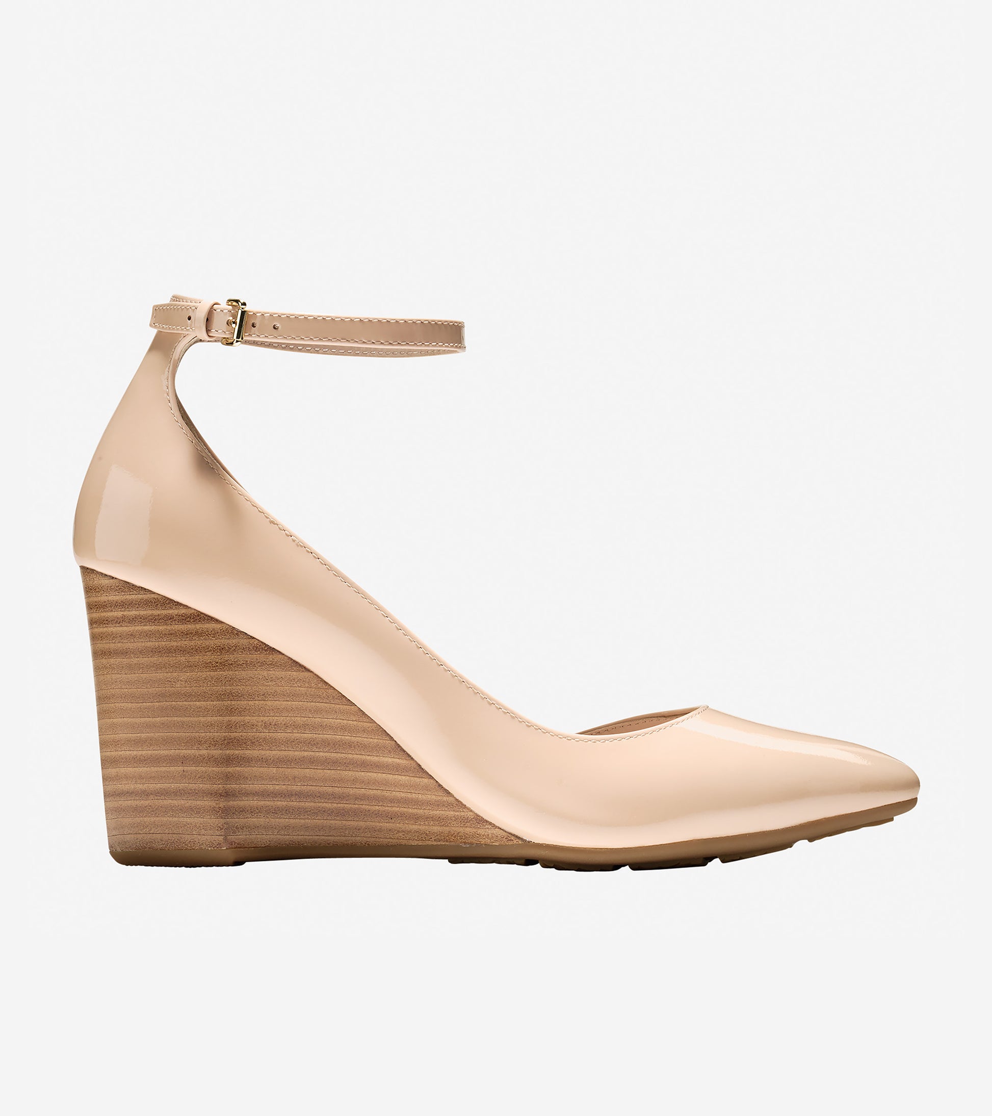 ColeHaan-Lacey Ankle Strap Wedge (85mm)-w07385-Nude Patent