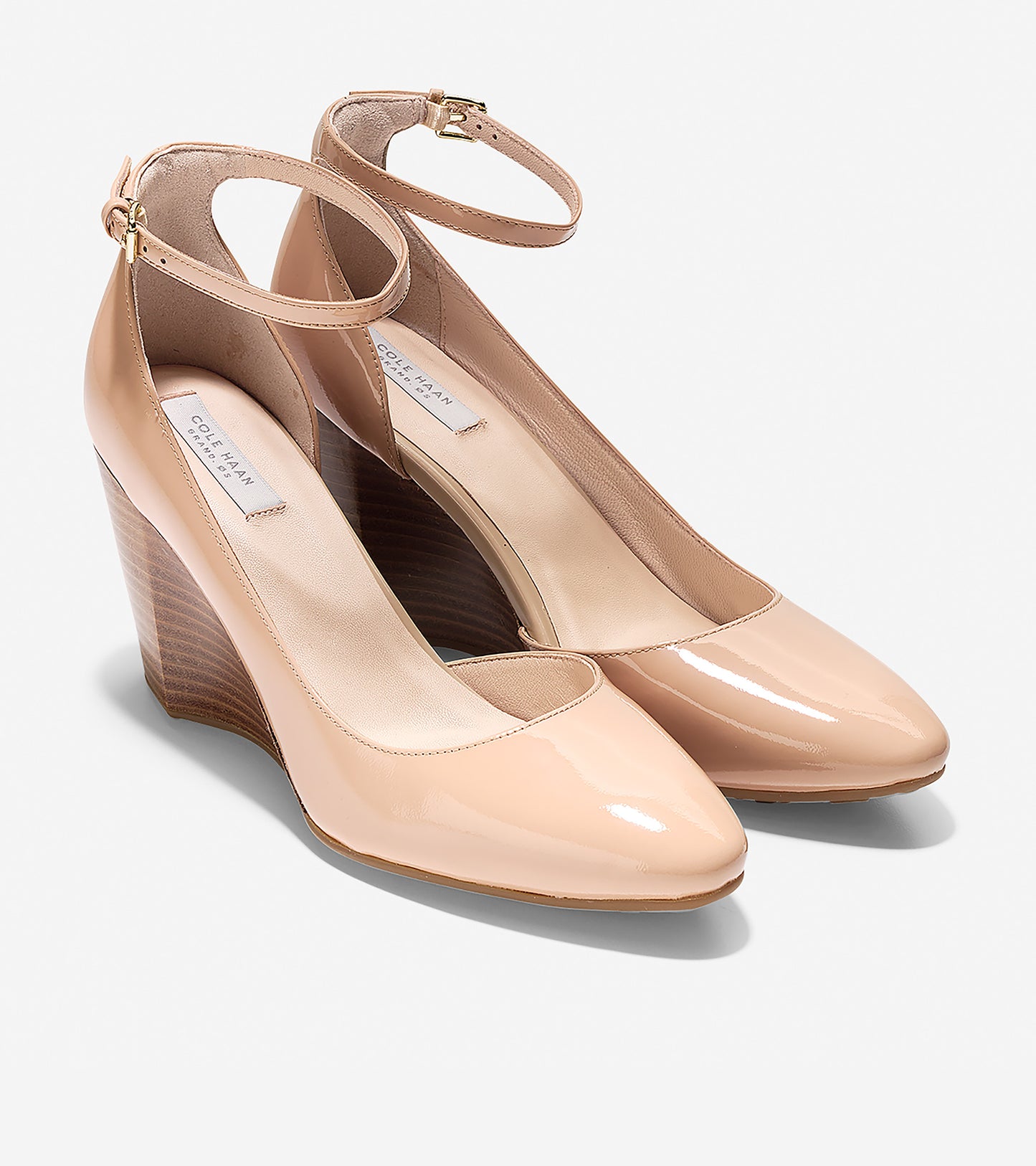 ColeHaan-Lacey Ankle Strap Wedge (85mm)-w07385-Nude Patent