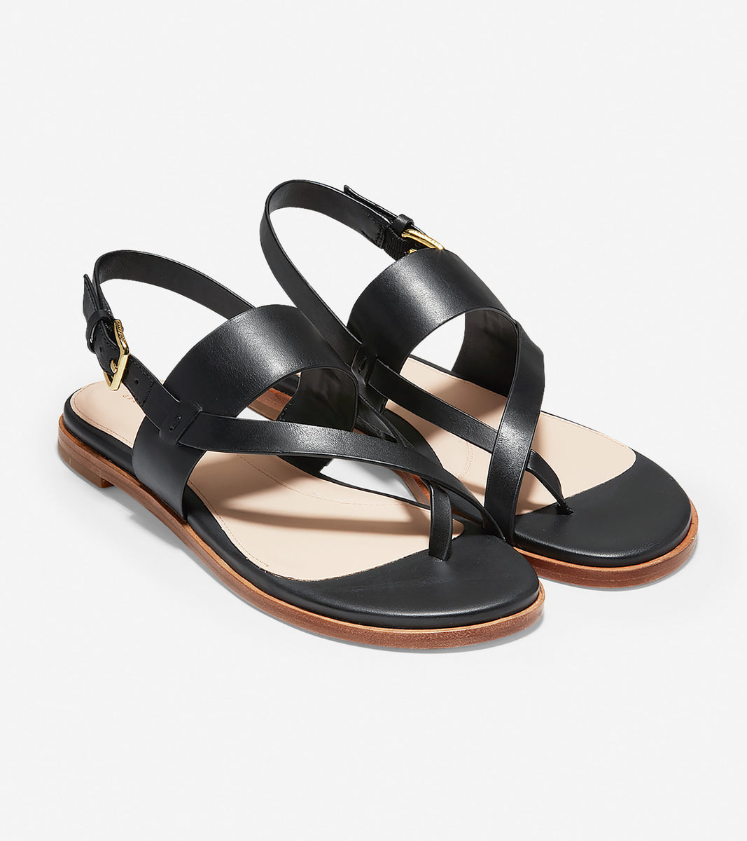 ColeHaan-Anica Thong Sandal-w07409-Black Leather