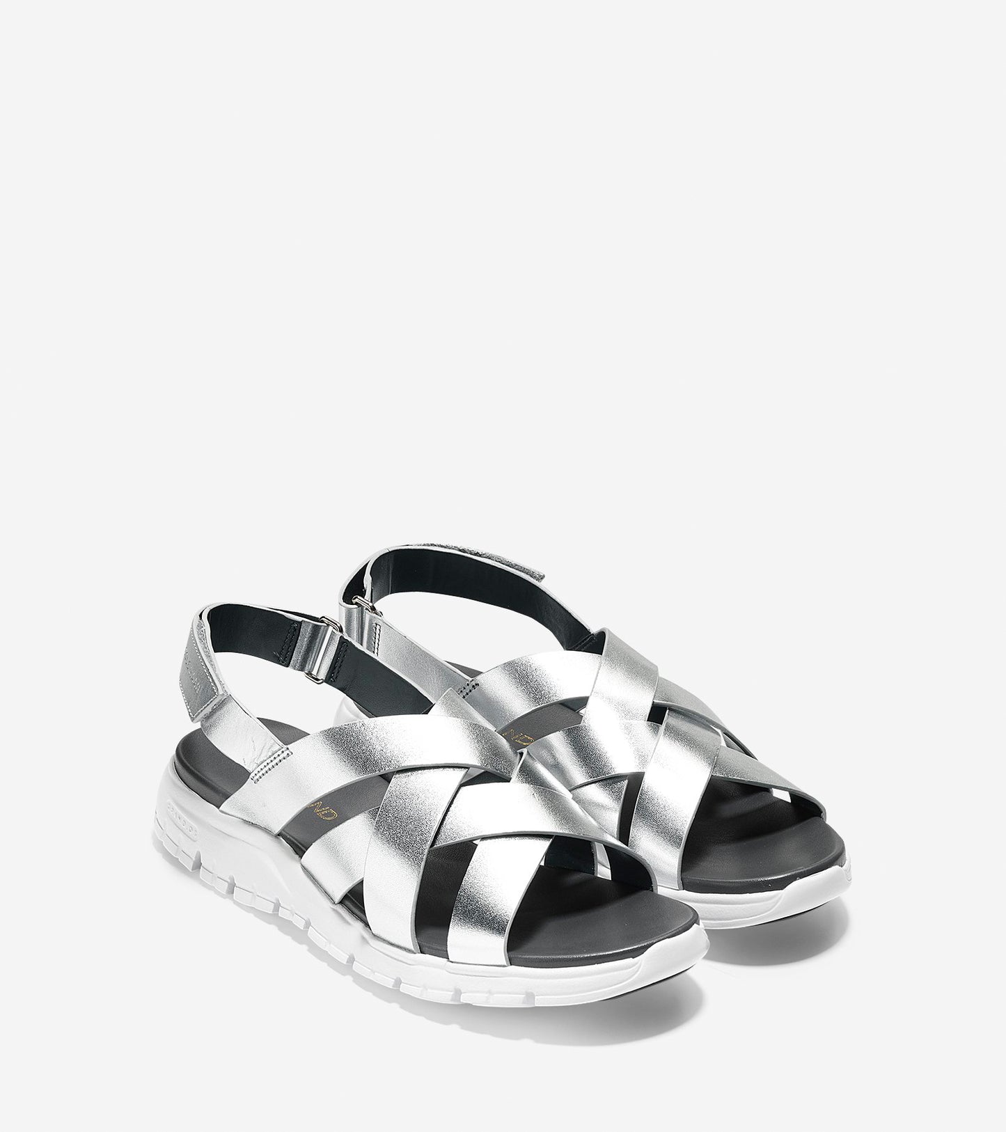 ColeHaan-ZERØGRAND Criss Cross Sandal-w07739-Argento Metallic-optic White