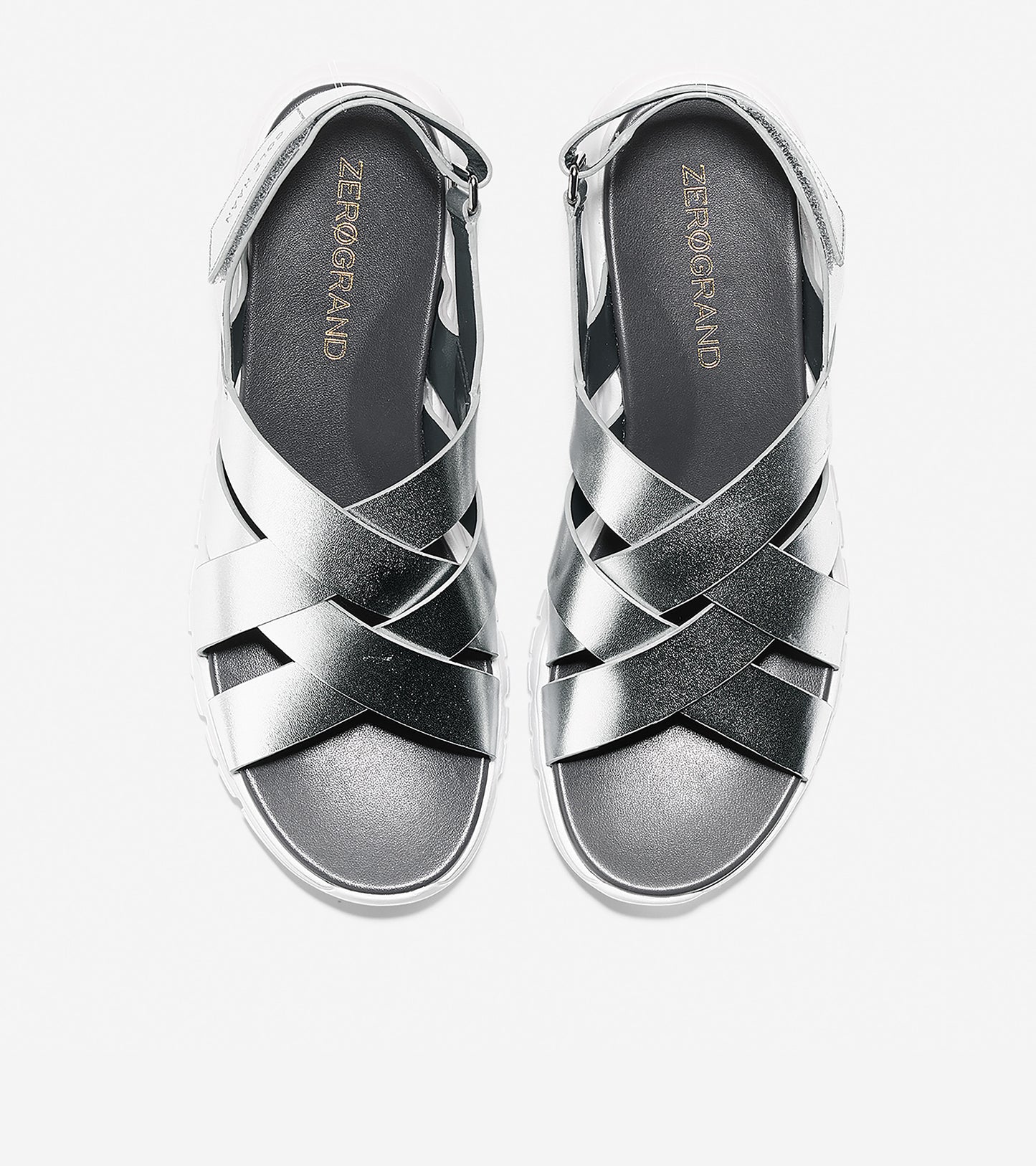 ColeHaan-ZERØGRAND Criss Cross Sandal-w07739-Argento Metallic-optic White
