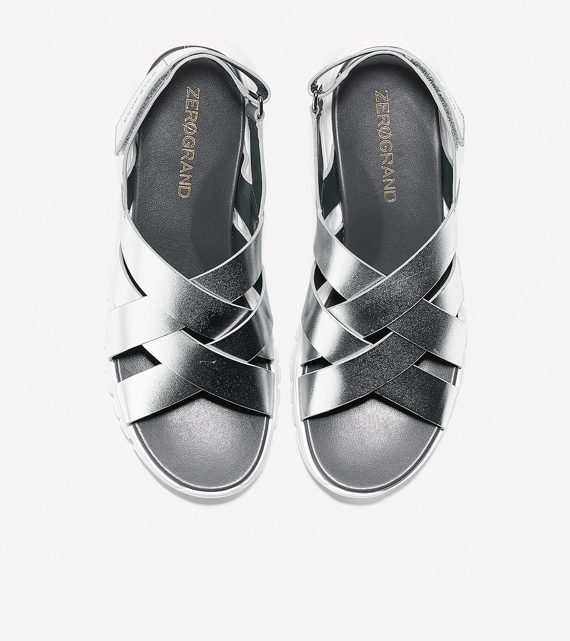 ColeHaan-ZERØGRAND Criss Cross Sandal-w07739-Argento Metallic-optic White