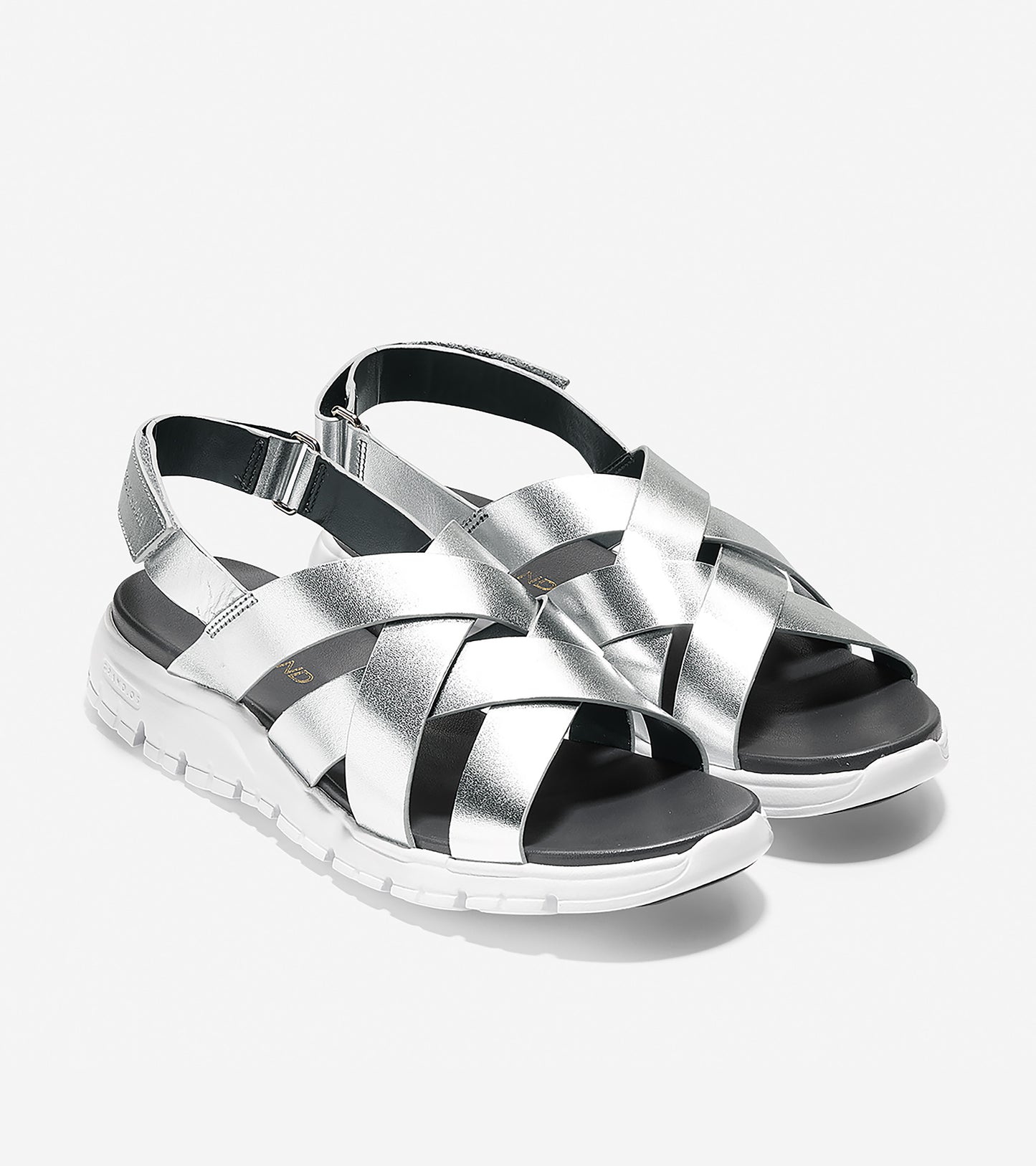 ColeHaan-ZERØGRAND Criss Cross Sandal-w07739-Argento Metallic-optic White