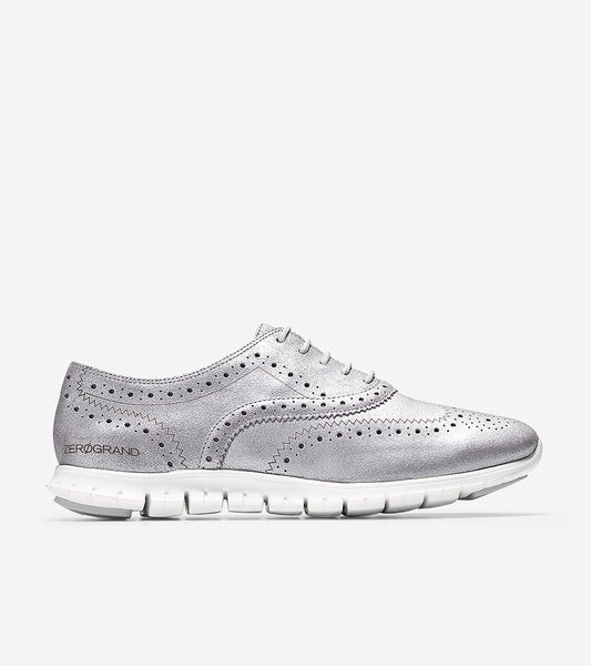 ColeHaan-ZERØGRAND Wingtip Oxford-w08316-Argento Metallic Closed-hole Suede-optic