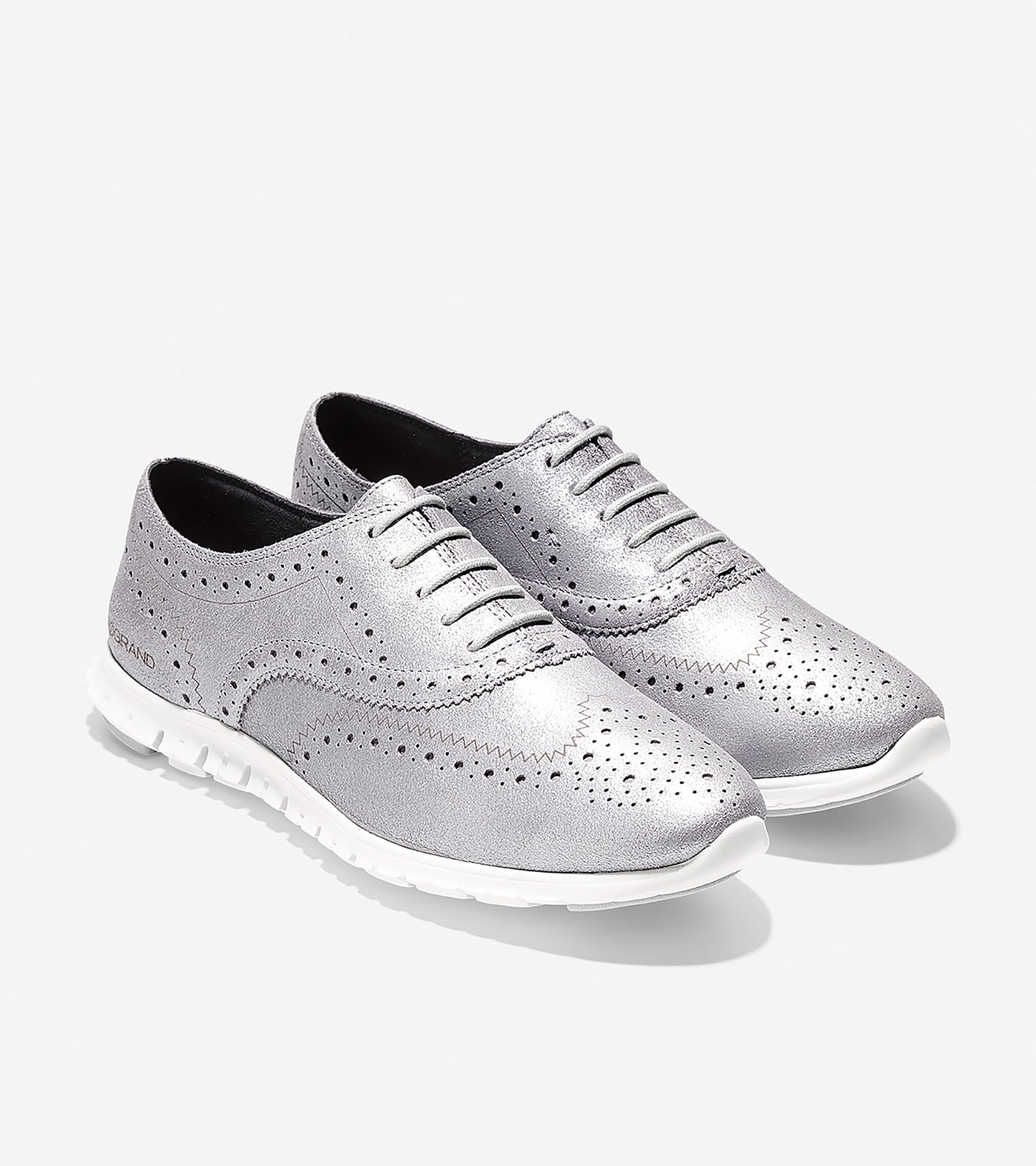 ColeHaan-ZERØGRAND Wingtip Oxford-w08316-Argento Metallic Closed-hole Suede-optic