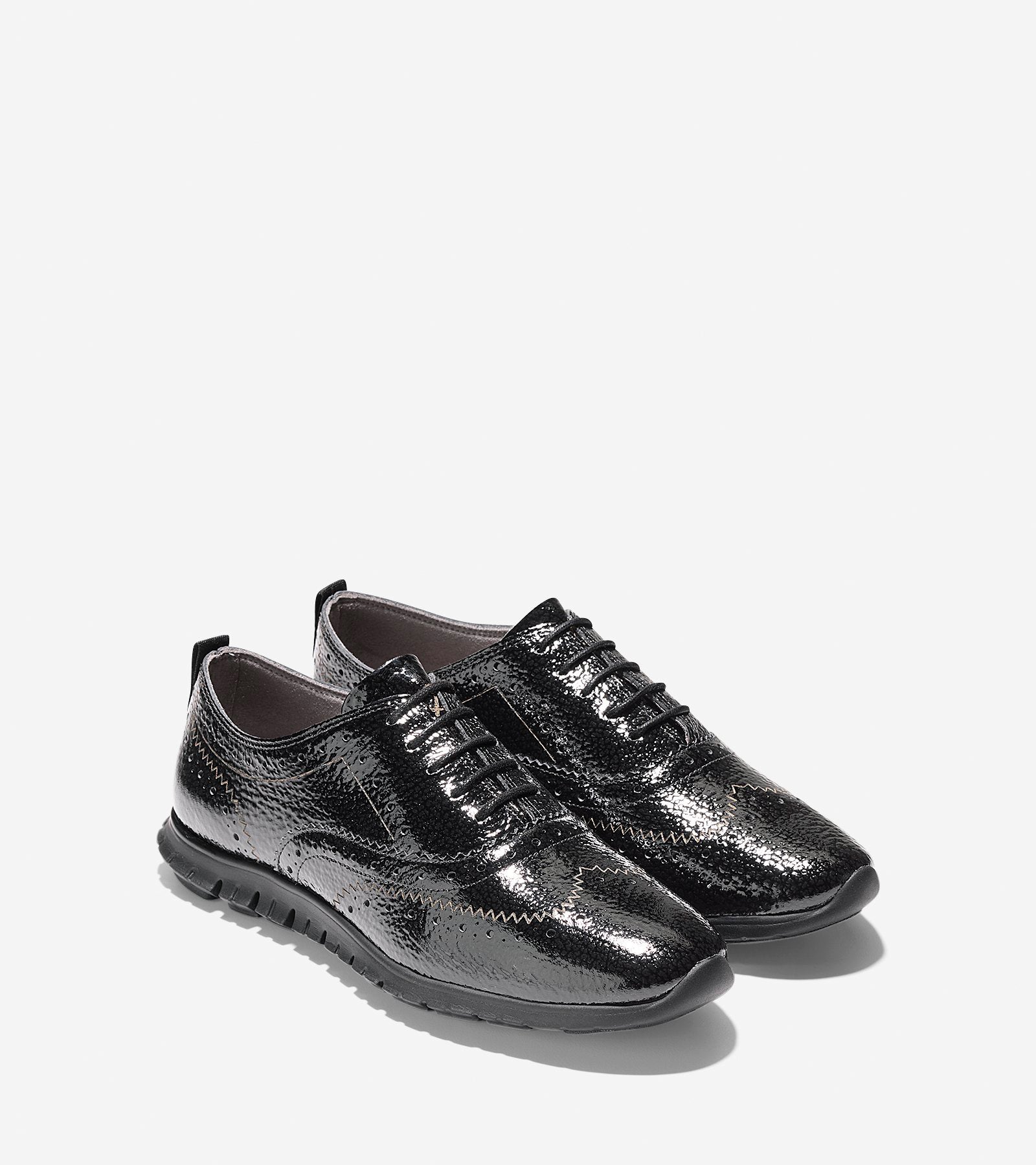 ColeHaan-ZERØGRAND Wingtip Oxford-w08429-Black Bubble Patent