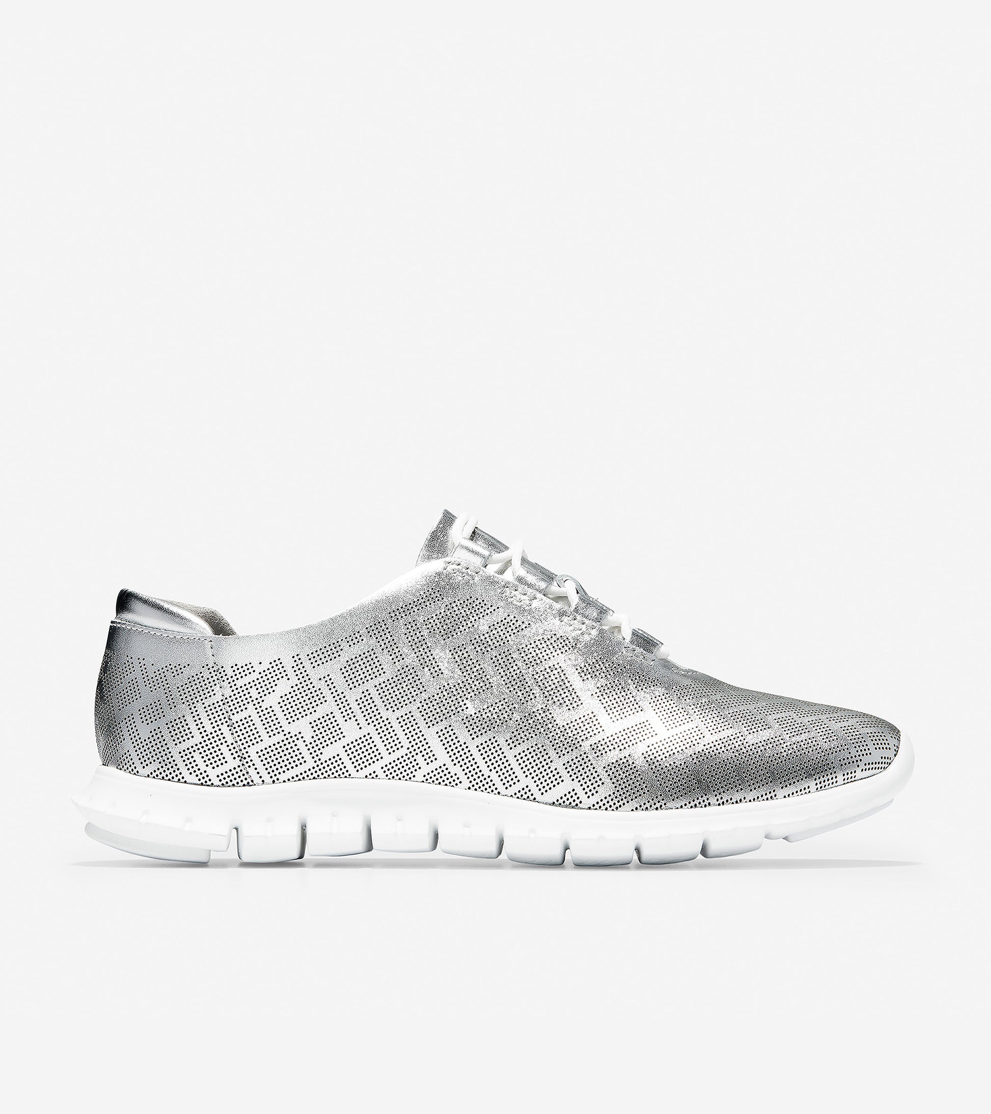 ColeHaan-ZERØGRAND Genevieve Perforated Sneaker-w08639-Argento Leather-optic White