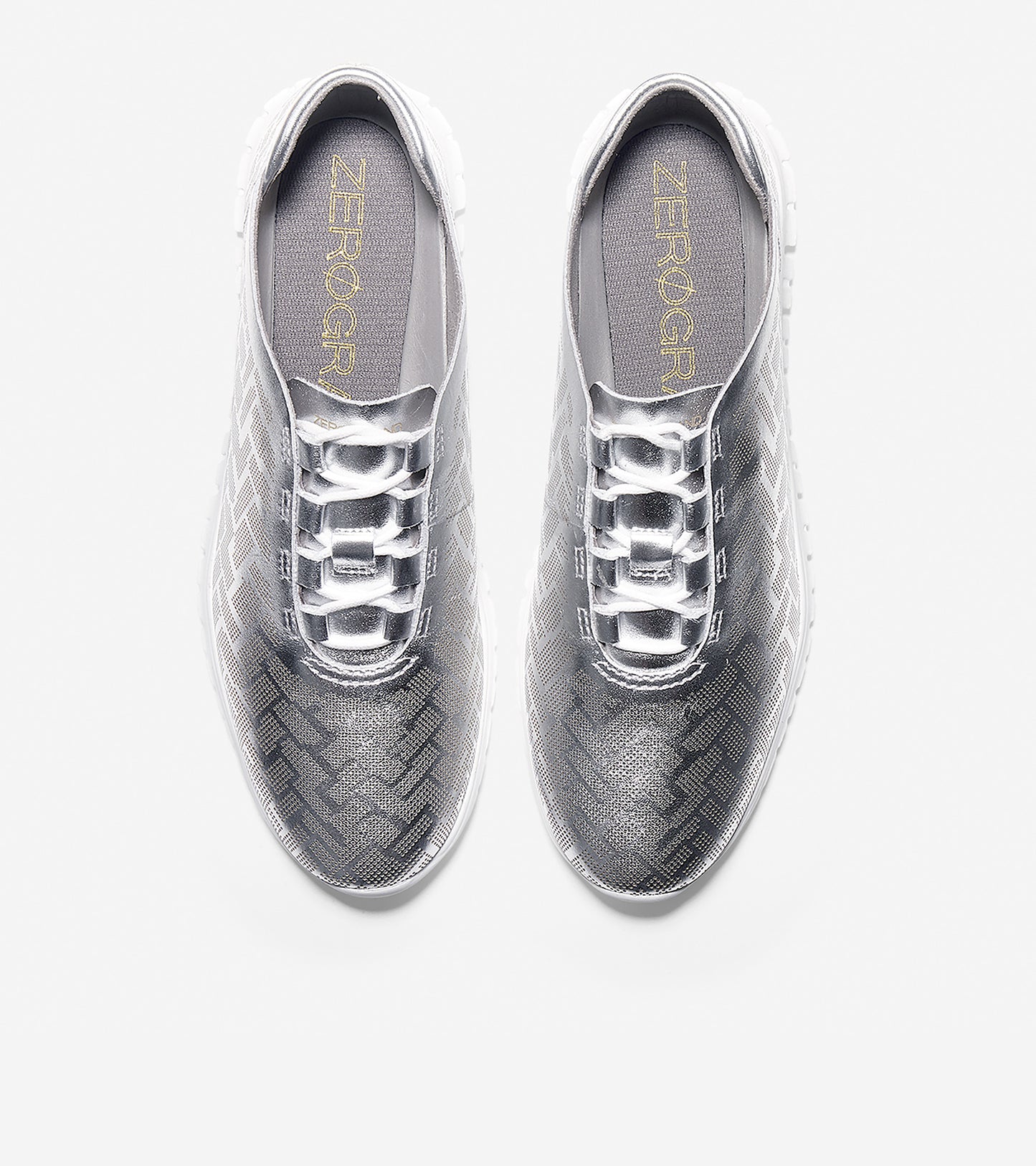 ColeHaan-ZERØGRAND Genevieve Perforated Sneaker-w08639-Argento Leather-optic White