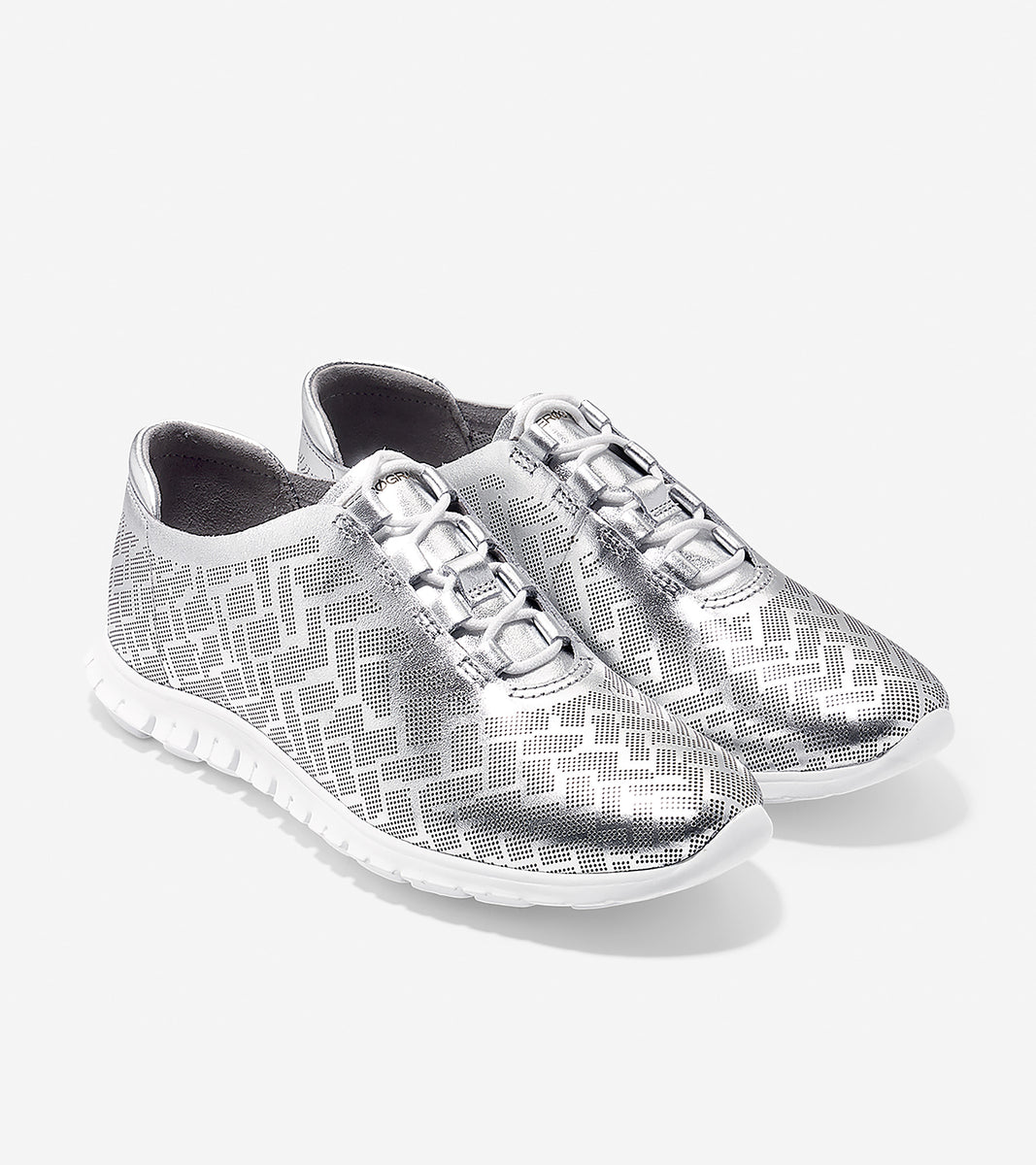 ColeHaan-ZERØGRAND Genevieve Perforated Sneaker-w08639-Argento Leather-optic White
