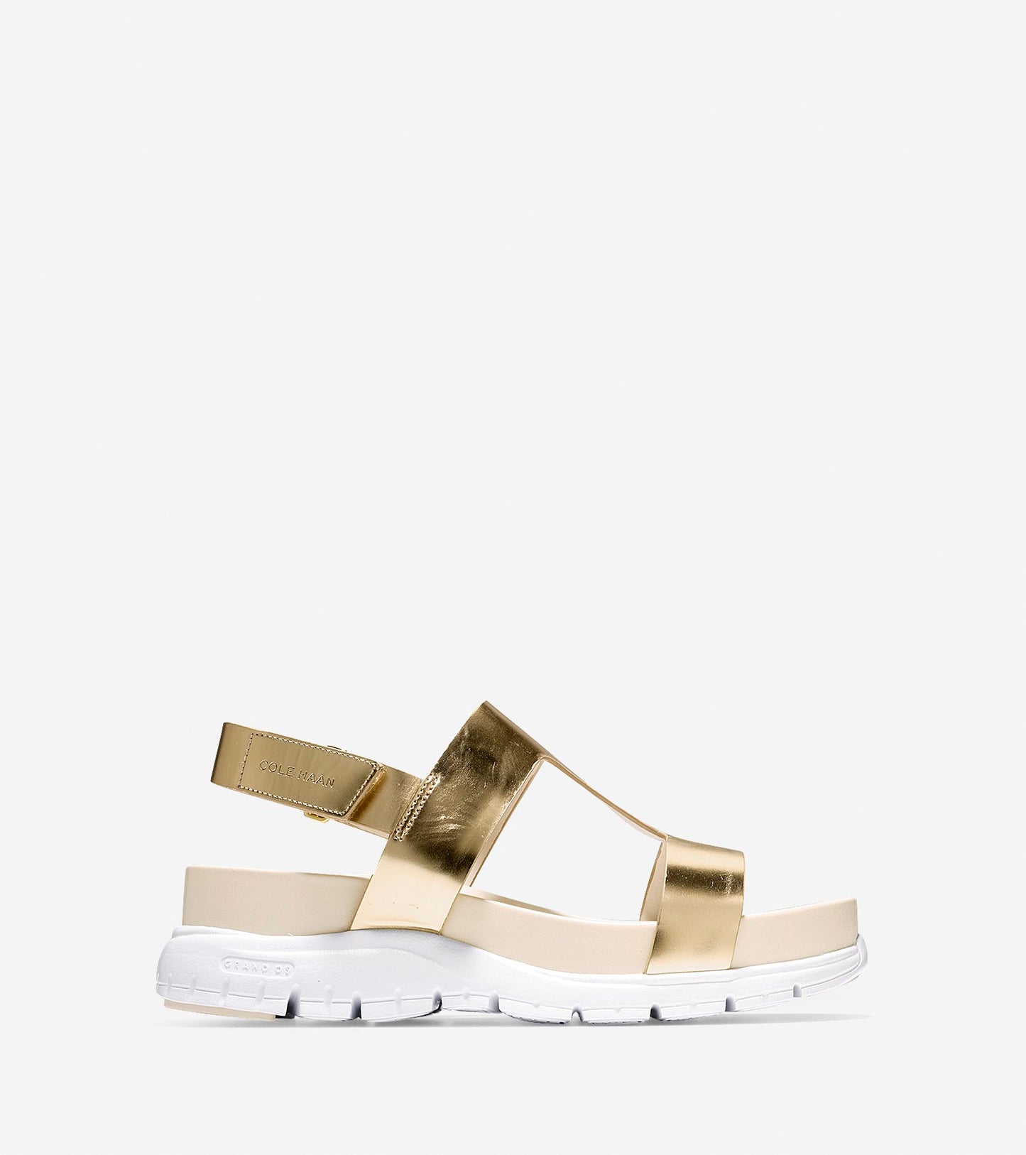 ColeHaan-ZERØGRAND T-Strap Sandal-w08788-Gold Metallic-optic White