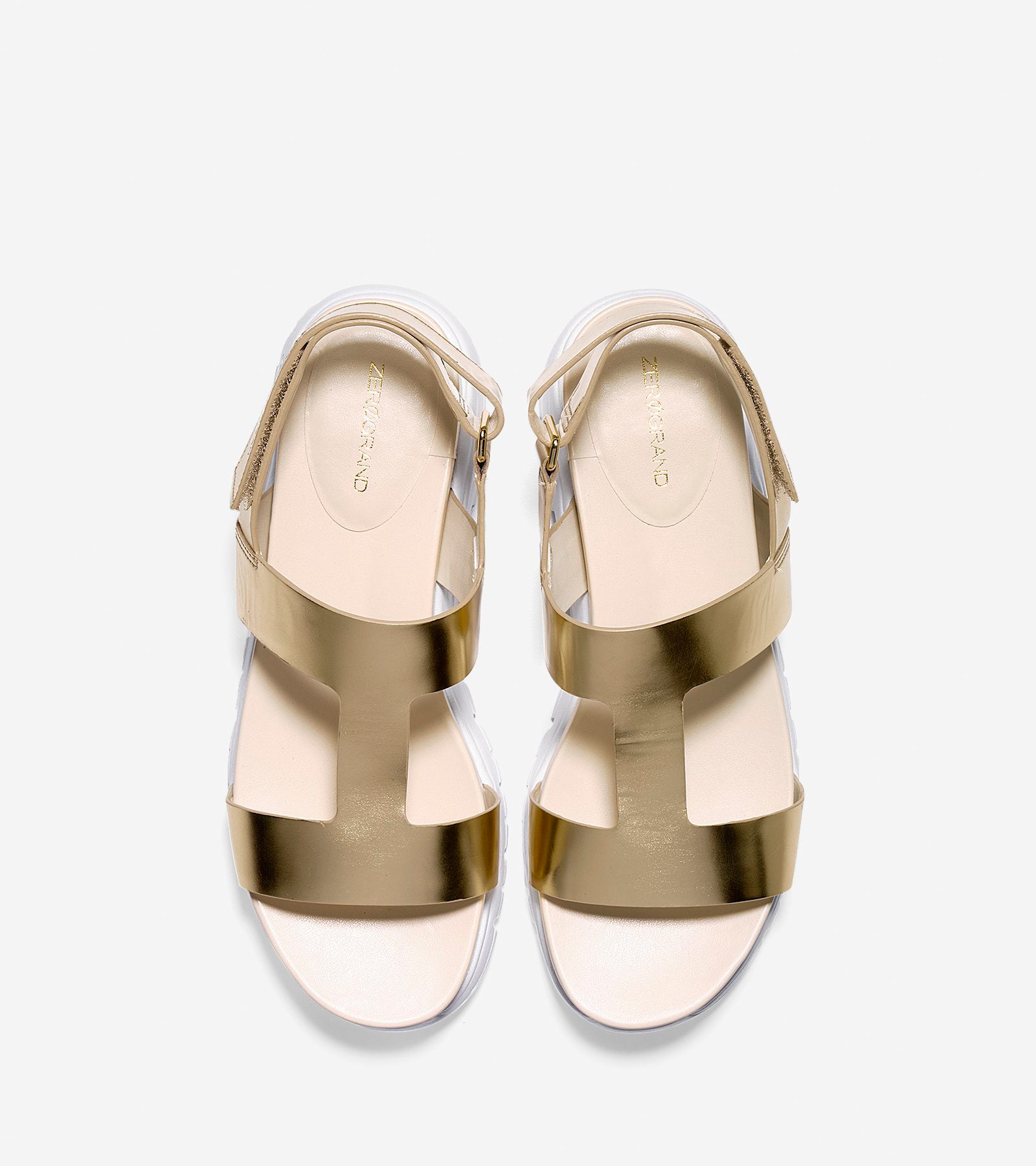 ColeHaan-ZERØGRAND T-Strap Sandal-w08788-Gold Metallic-optic White