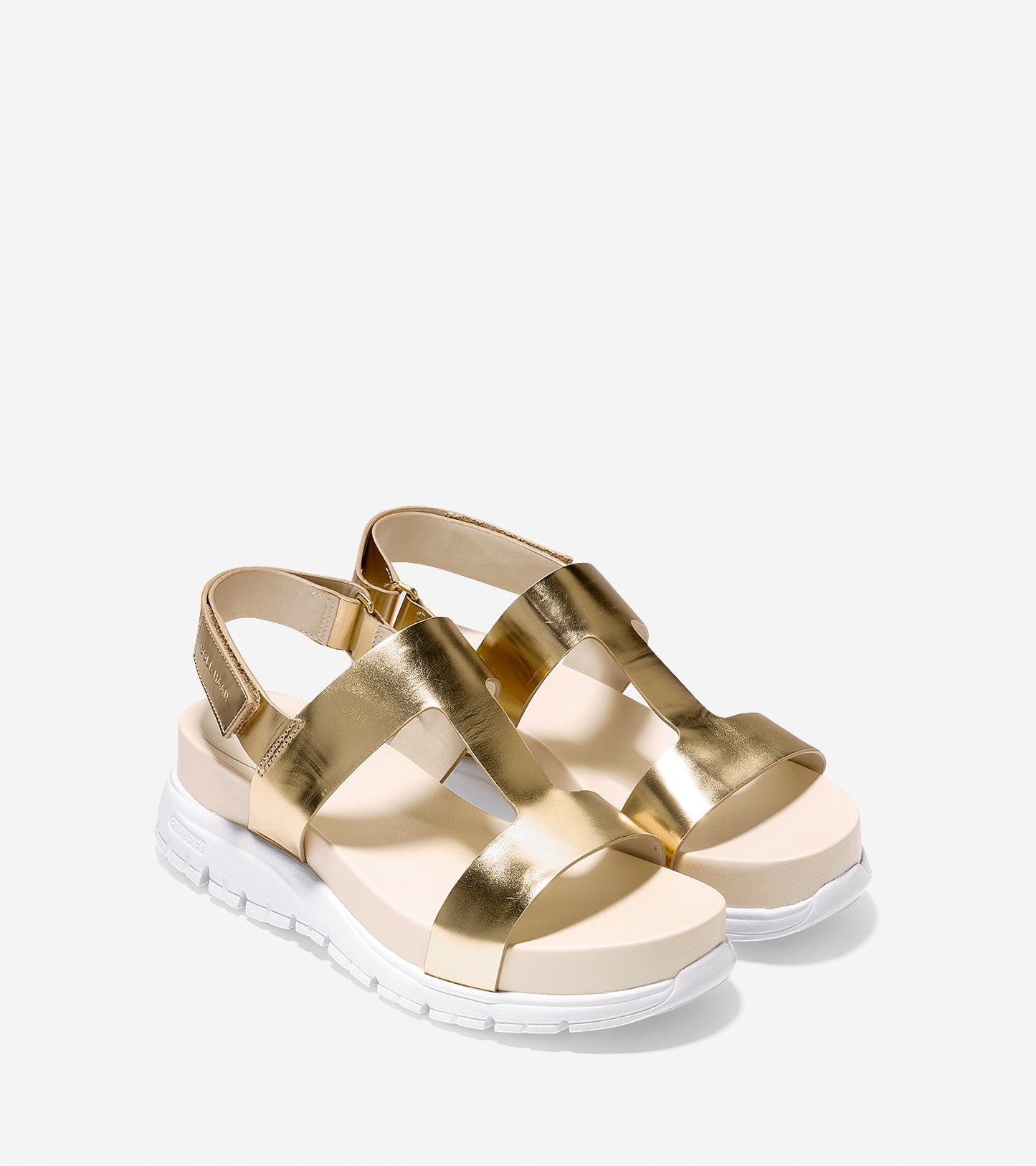 ColeHaan-ZERØGRAND T-Strap Sandal-w08788-Gold Metallic-optic White