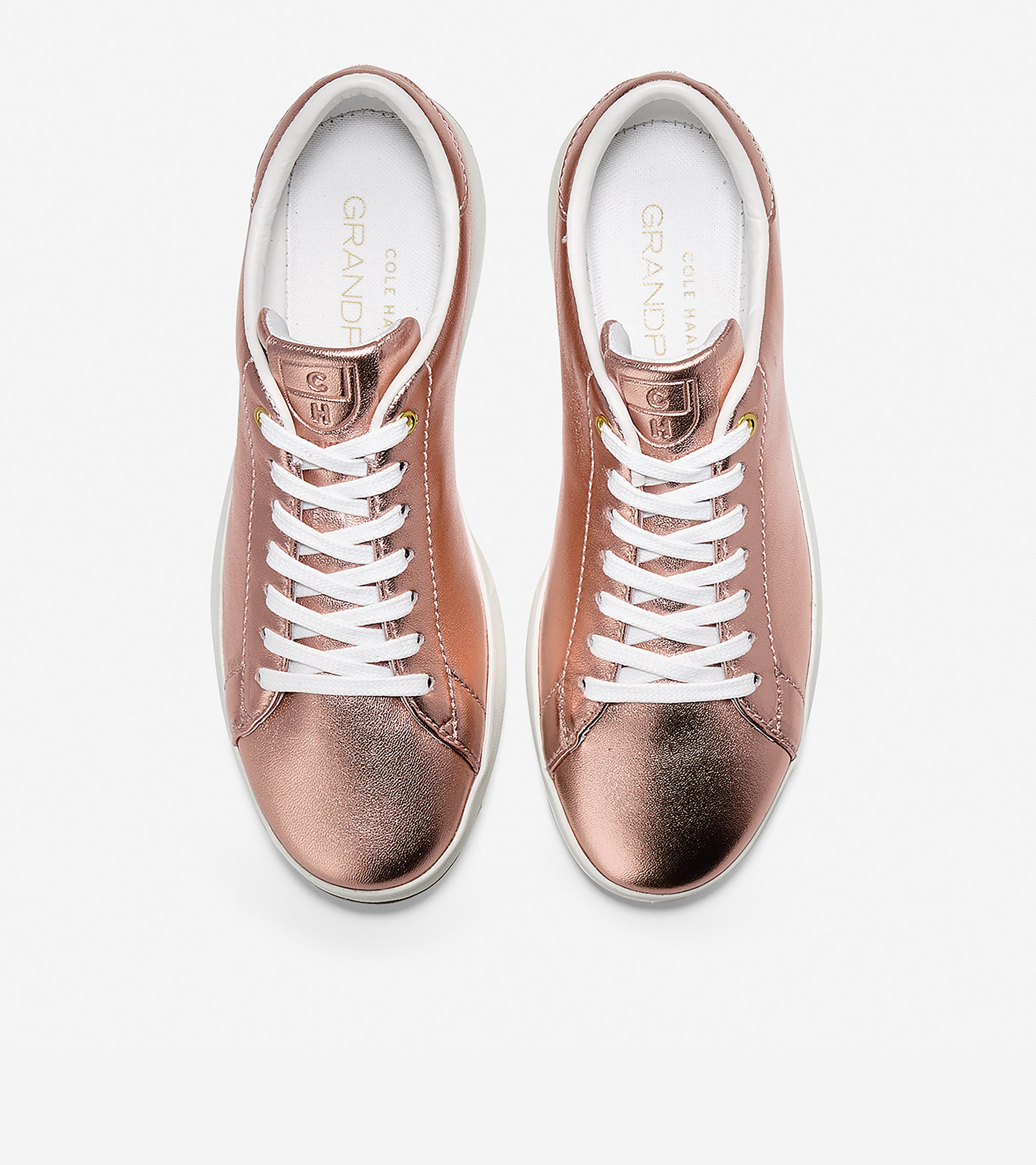 ColeHaan-GrandPrø Tennis Sneaker-w09817-Metallic Rose Gold-optic White