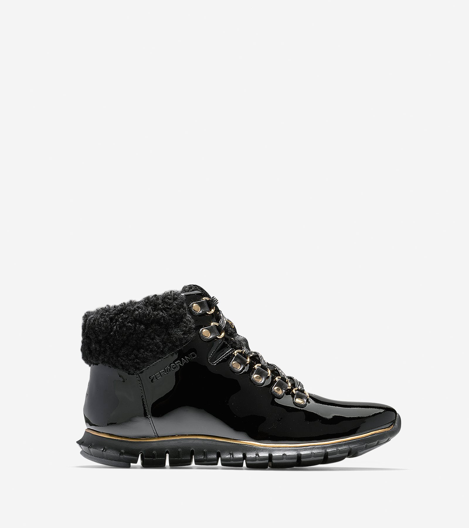 ColeHaan-ZERØGRAND Hiker Boot-w09834-Black Patent-Shearling