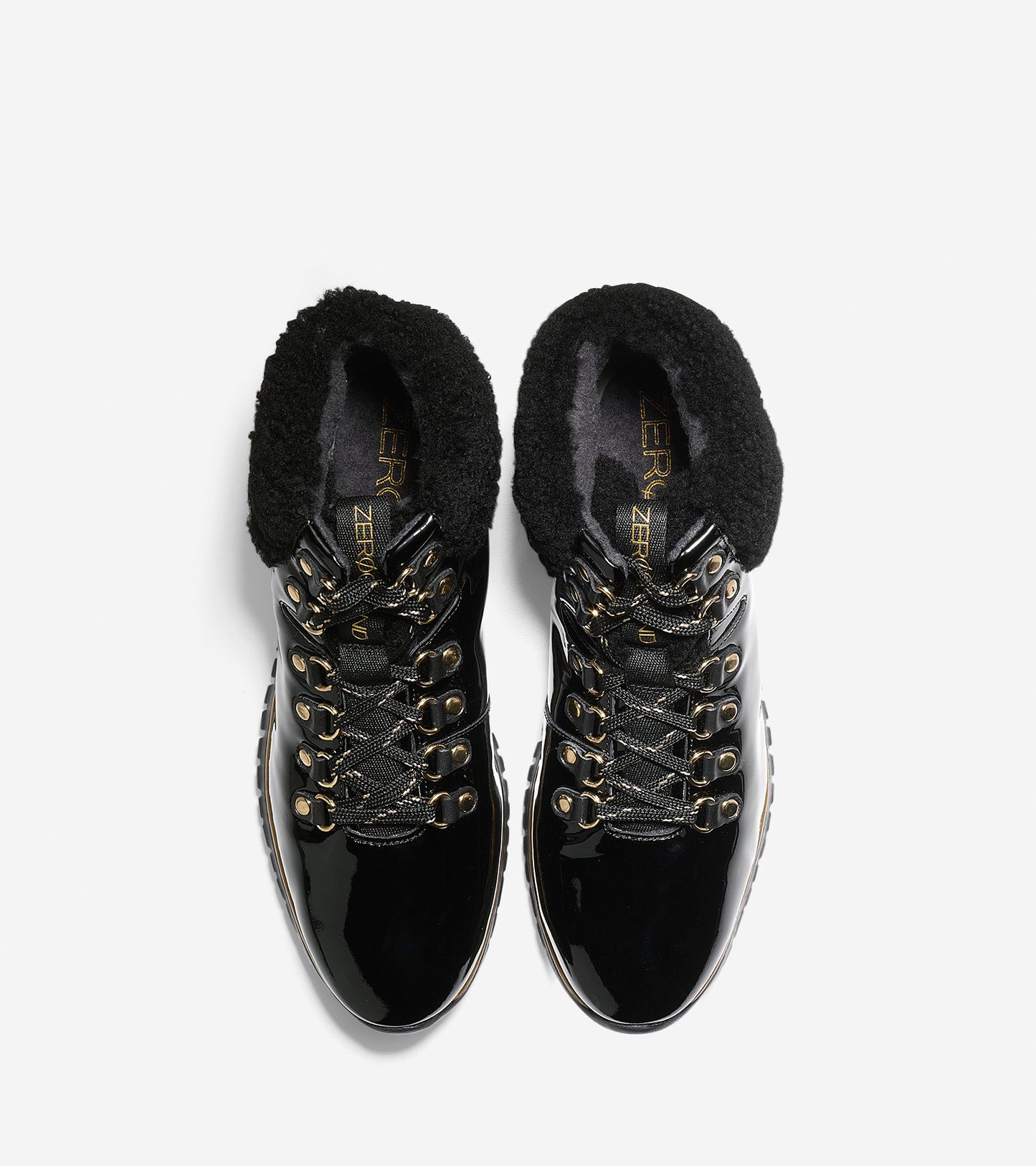 ColeHaan-ZERØGRAND Hiker Boot-w09834-Black Patent-Shearling