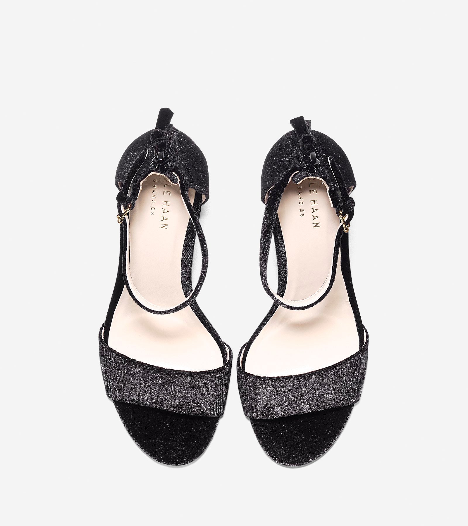 ColeHaan-Clara Grand Sandal (85mm)-w09915-Black Velvet-glitter