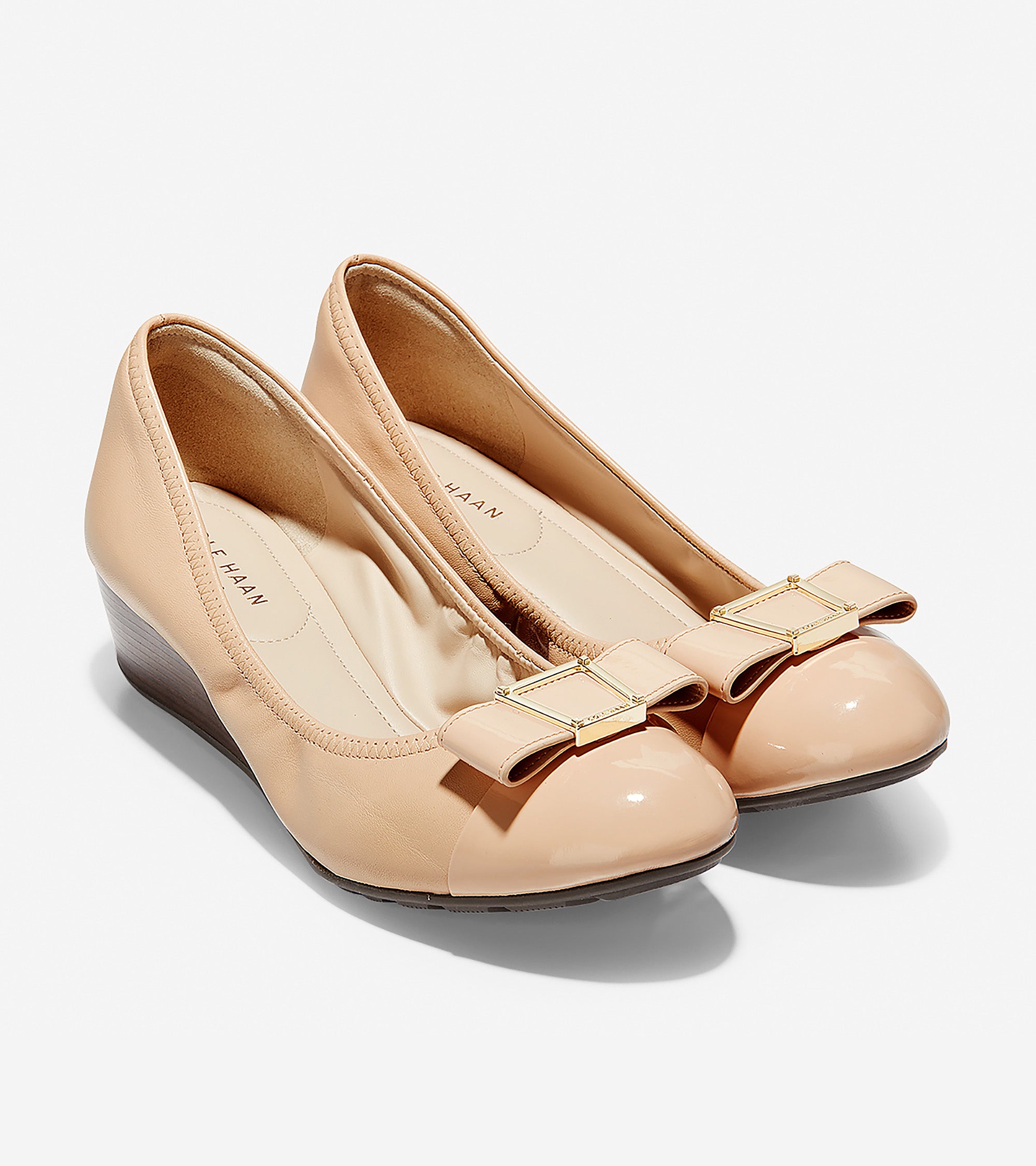 Cole haan emory bow leather wedge pump on sale