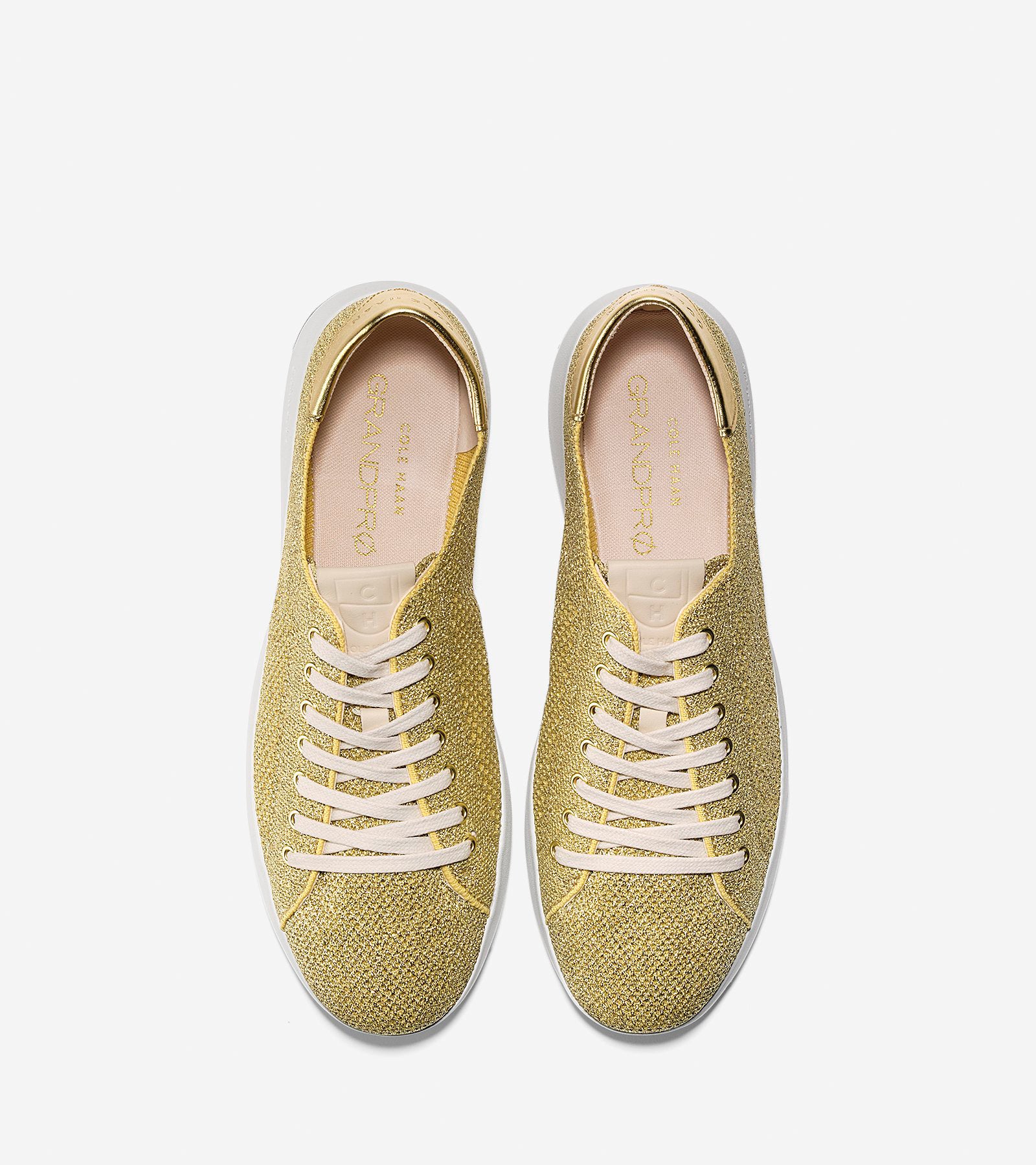 ColeHaan-GrandPrø Tennis Sneaker-w11242-Metallic Gold Knit