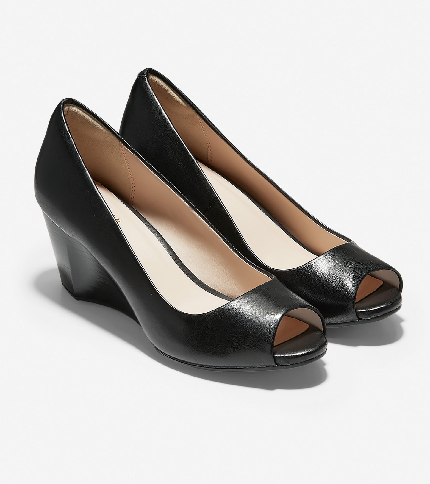 ColeHaan-Sadie Open Toe Wedge-w11533-Black Leather