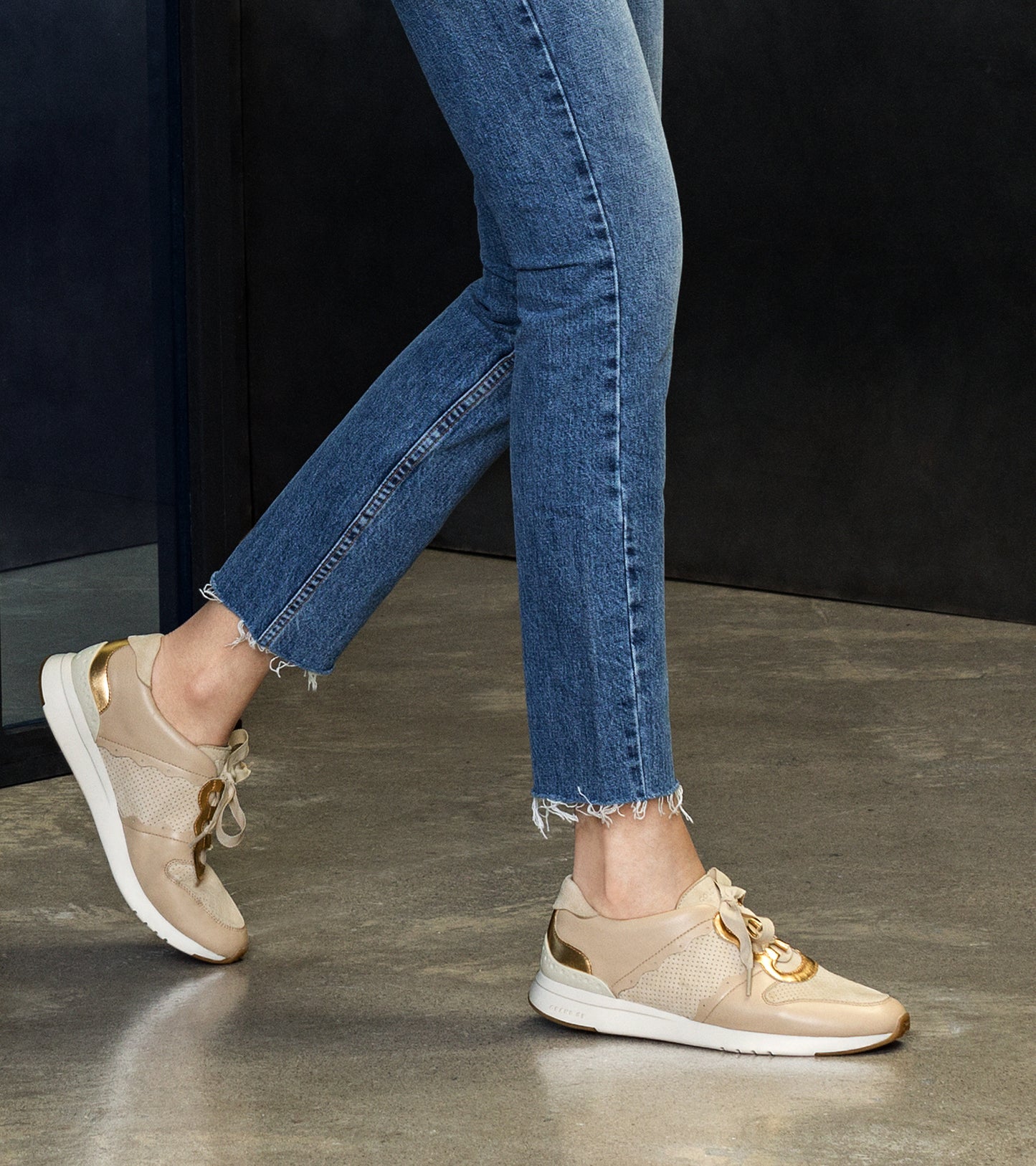 ColeHaan-GrandPrø Running Sneaker LX-w11544-Sandshell Leather-gold