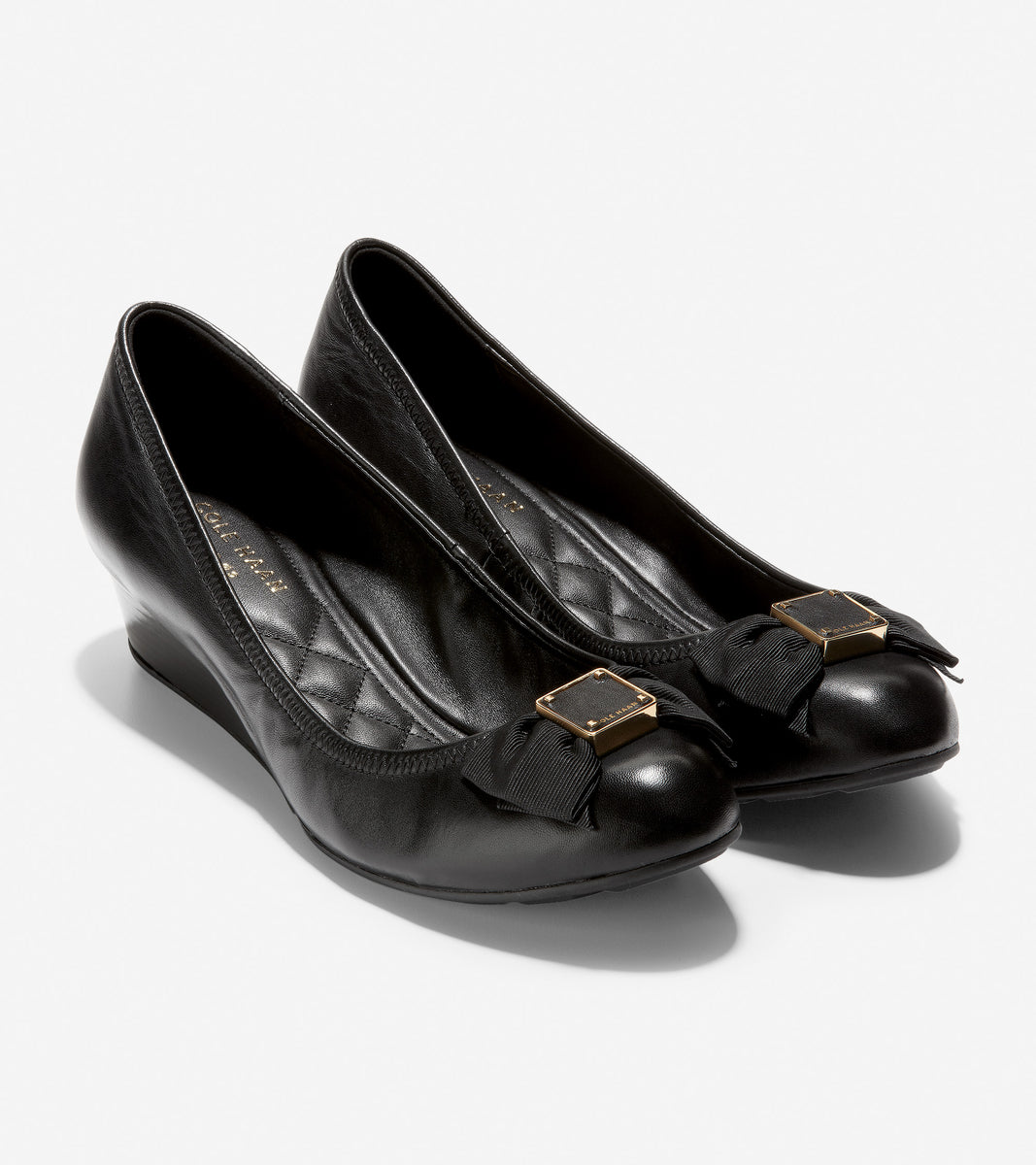 ColeHaan-Tali Soft Bow Wedge-w11798-Black Leather