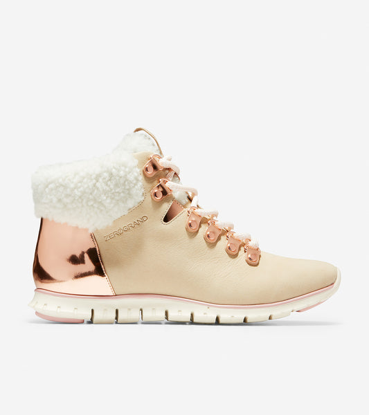 ColeHaan-ZERØGRAND Hiker Boot-w11810-Sand Nubuck-Rose Gold Metallic
