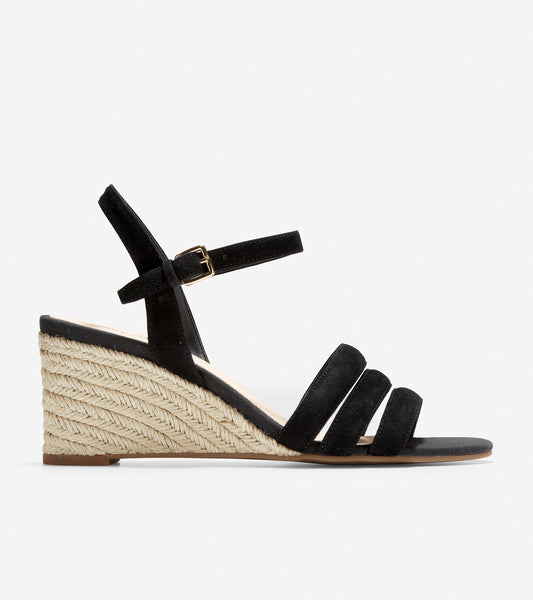 ColeHaan-Jasmine Espadrille Wedge Sandal (60mm)-w14773-Black Suede
