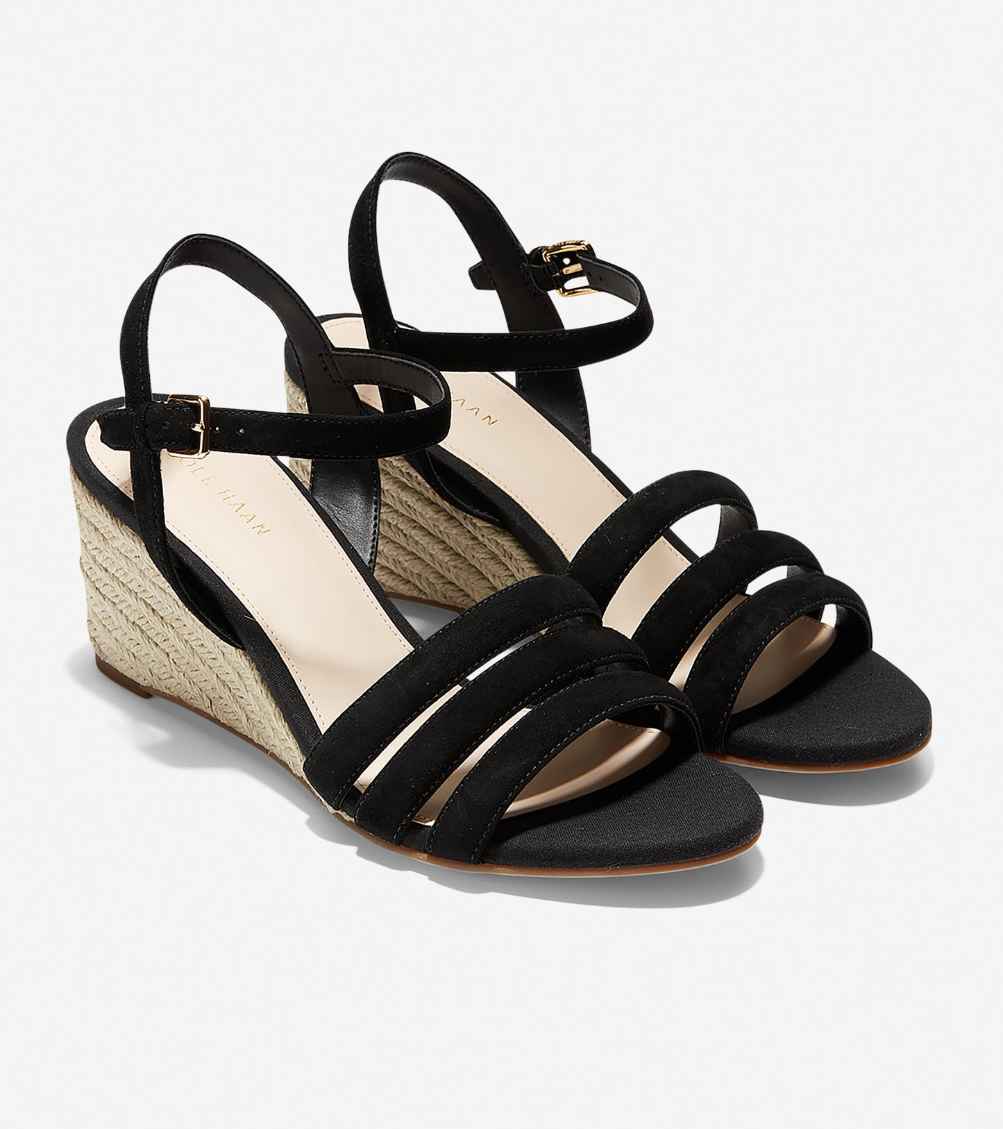 ColeHaan-Jasmine Espadrille Wedge Sandal (60mm)-w14773-Black Suede