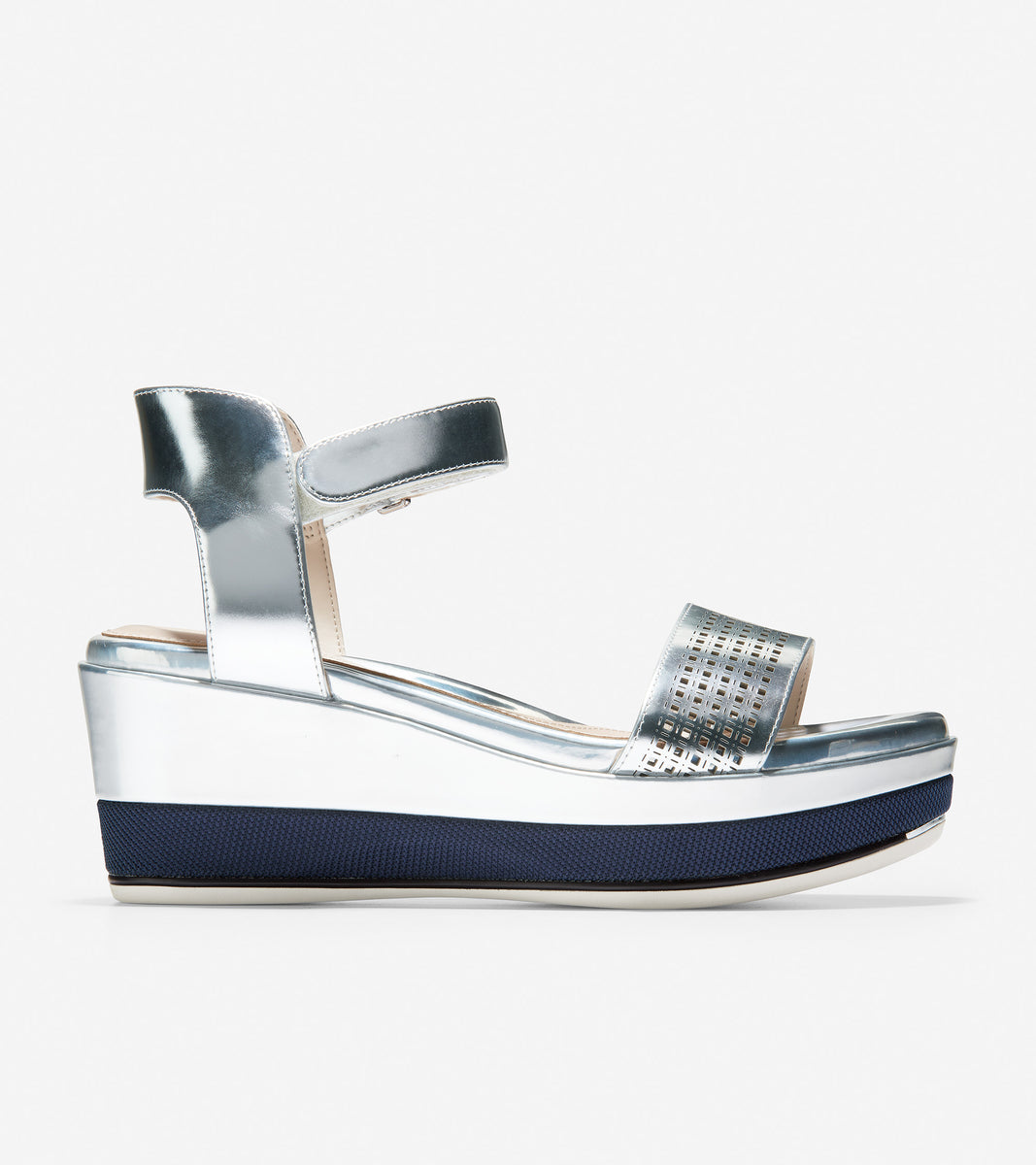 ColeHaan-Grand Ambition Flatform Sandal-w16859-Silver Specchio