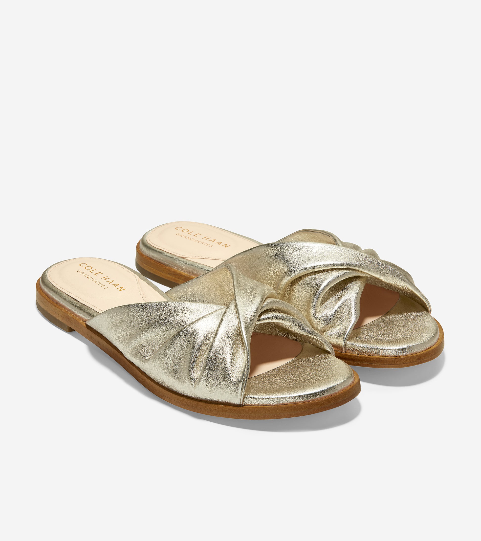 ColeHaan-Alyx Slide Sandal-w16897-Gold Leather