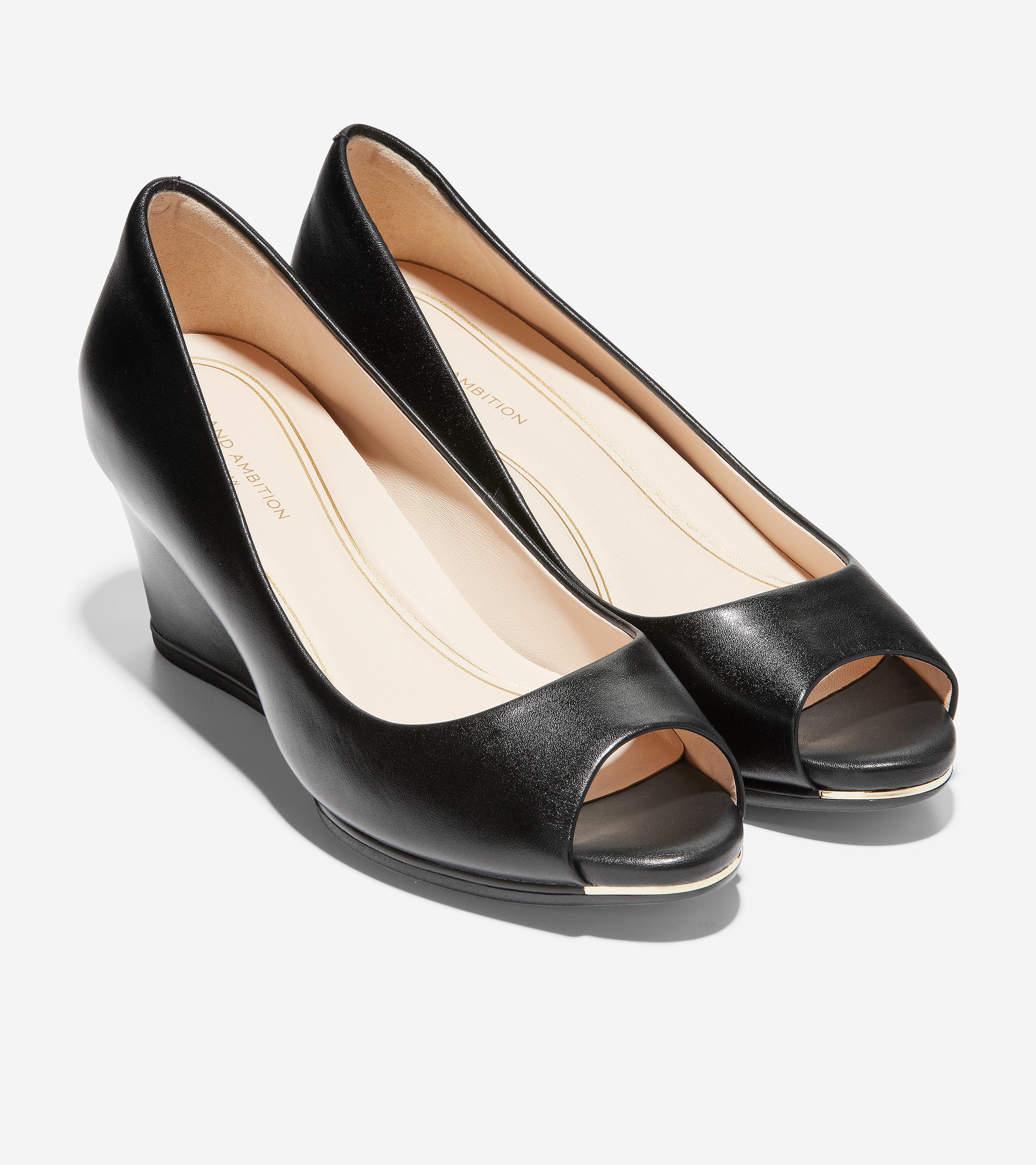 ColeHaan-Grand Ambition Open Toe Wedge-w16906-Black Leather