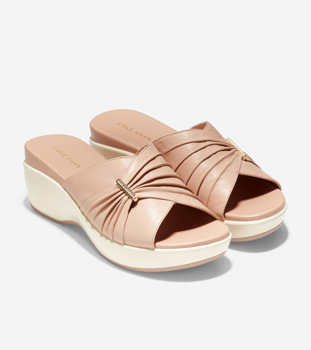 ColeHaan-Aubree Ruched Slide Sandal-w17380-Mahogany Rose Leather