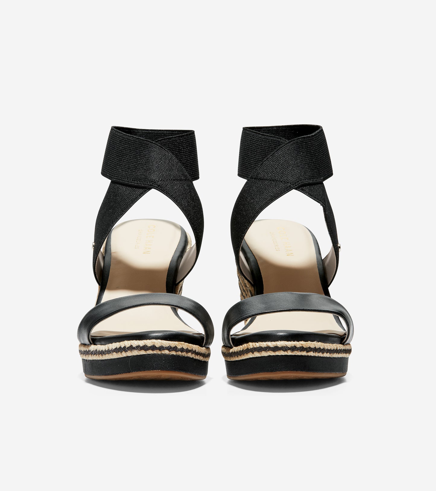 ColeHaan-Cloudfeel Espadrille Wedge Sandal-w17640-Black Leather