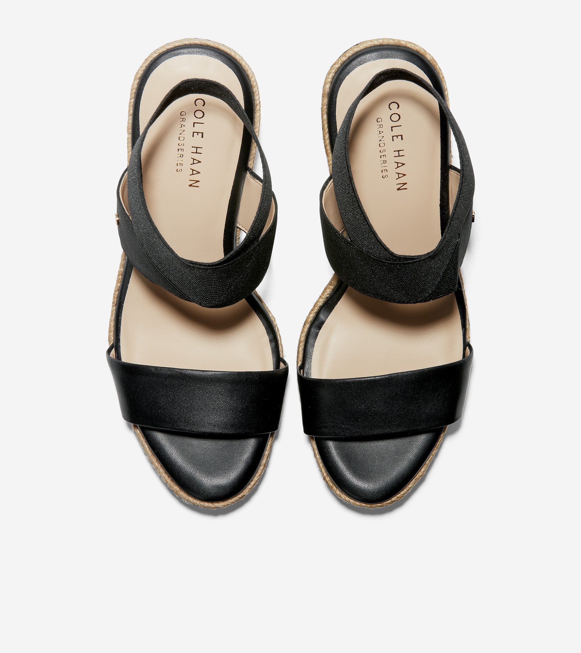 ColeHaan-Cloudfeel Espadrille Wedge Sandal-w17640-Black Leather