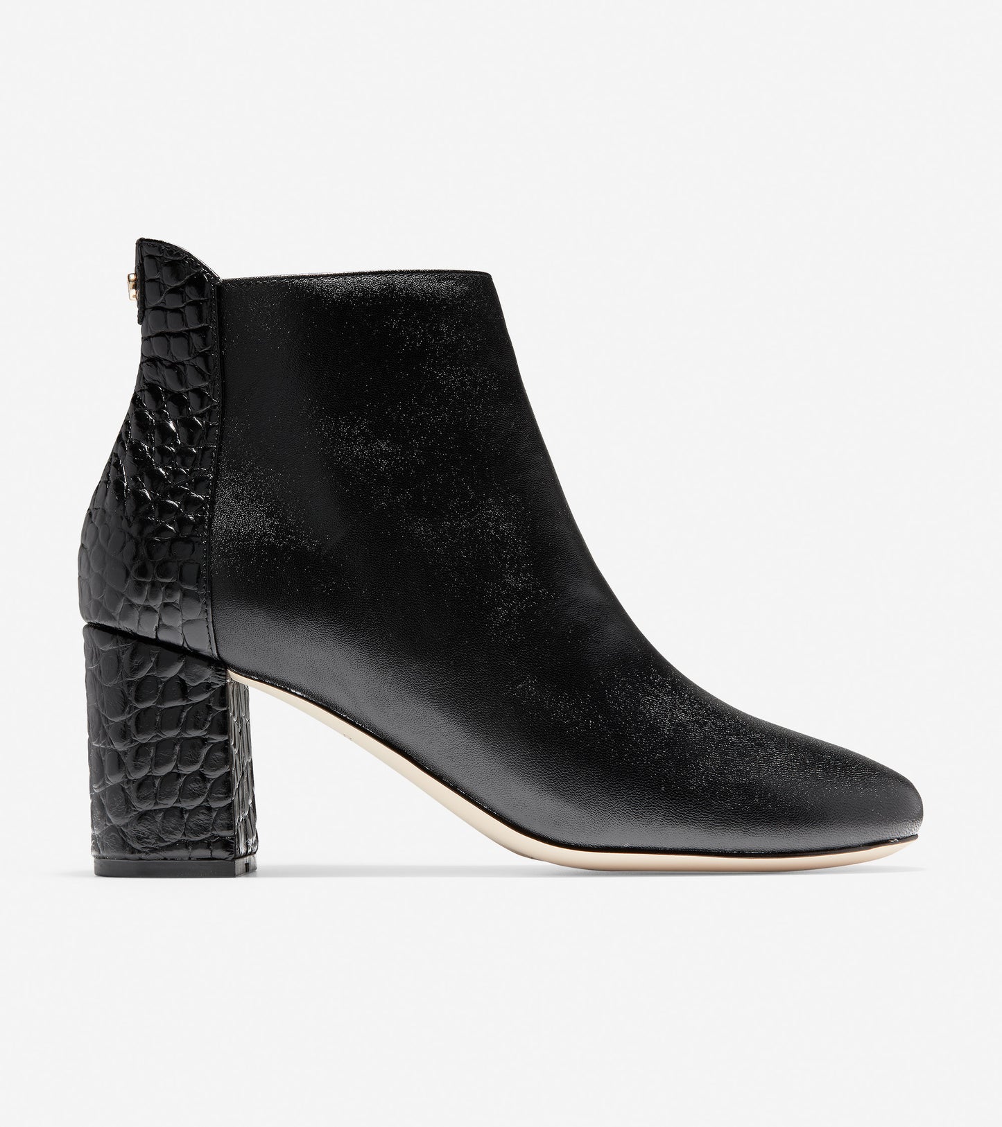 ColeHaan-Nella Bootie (65mm)-w17834-Black Leather-Black Croc Print