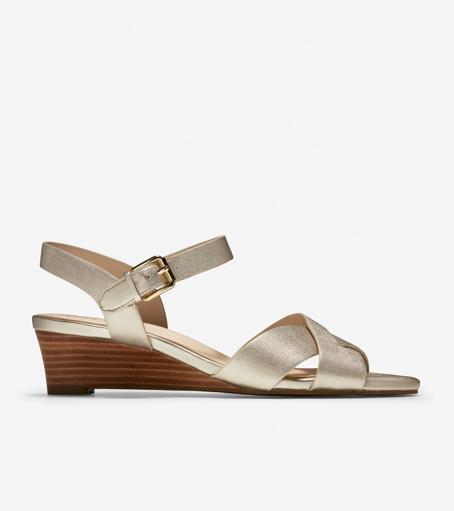 ColeHaan-Avina Wedge Sandal-w18142-Soft Gold Metallic Leather