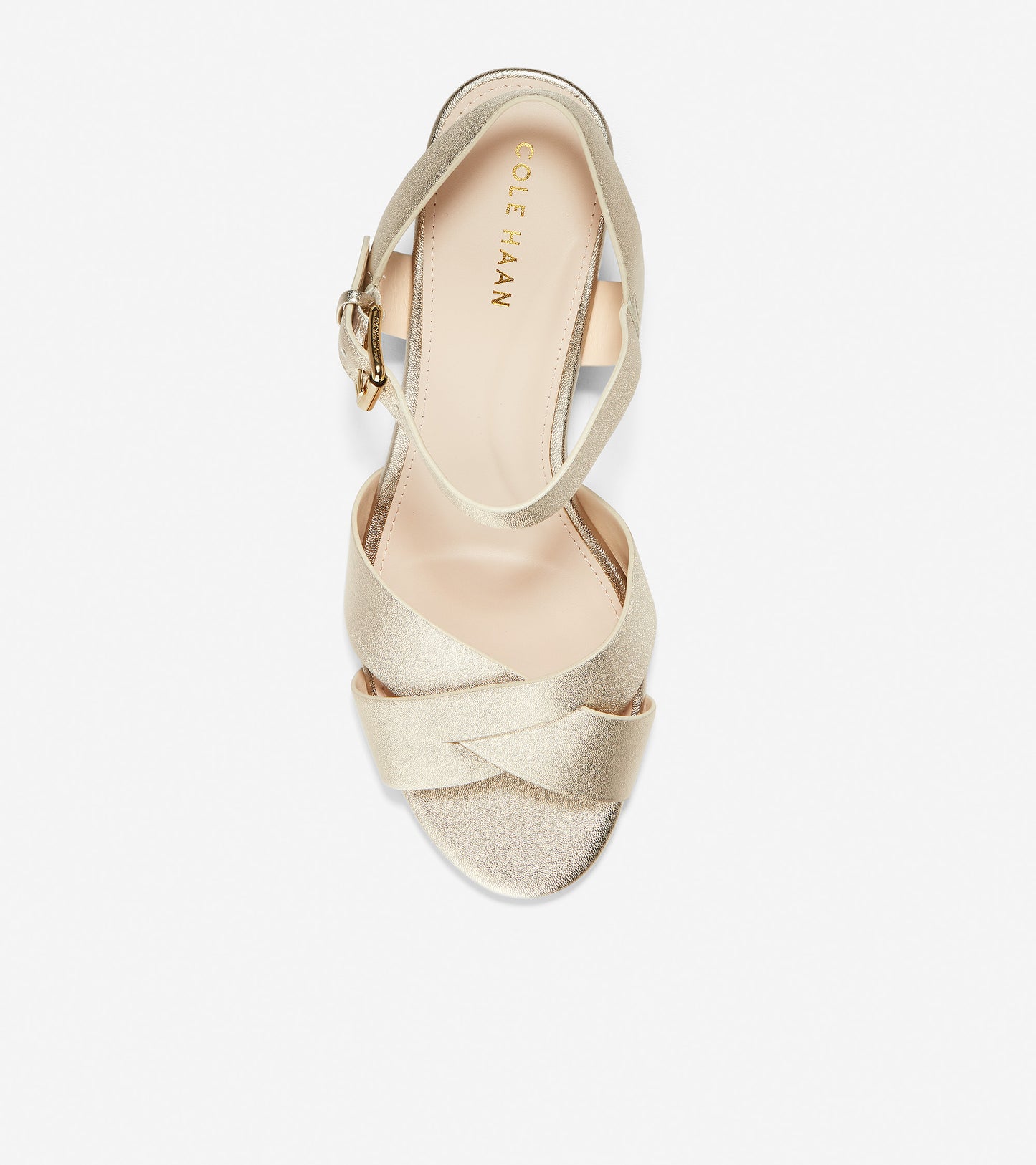 ColeHaan-Avina Wedge Sandal-w18142-Soft Gold Metallic Leather