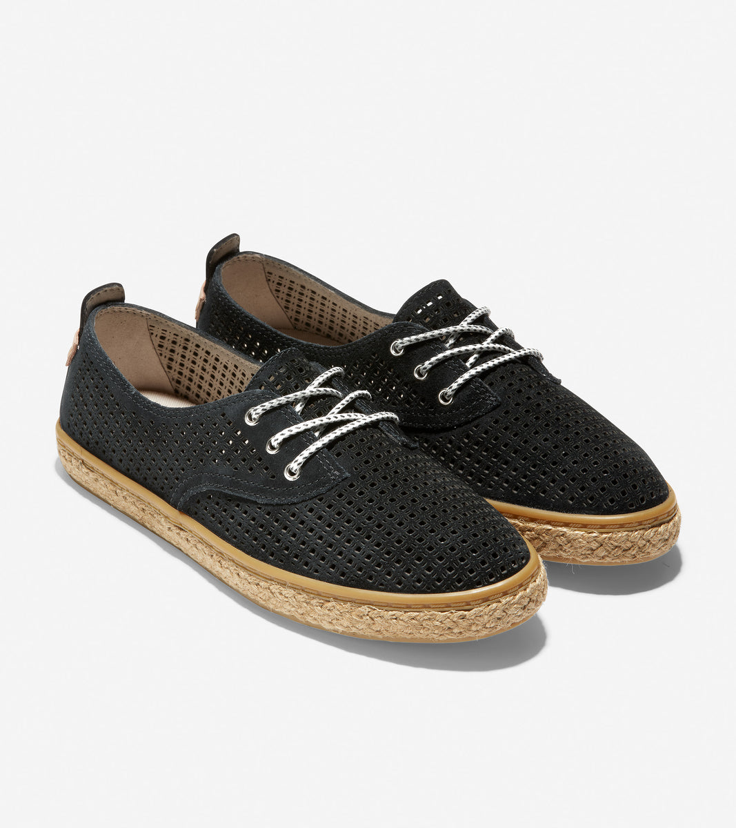 ColeHaan-Cloudfeel Lace Up Espadrille-w18372-Black Suede
