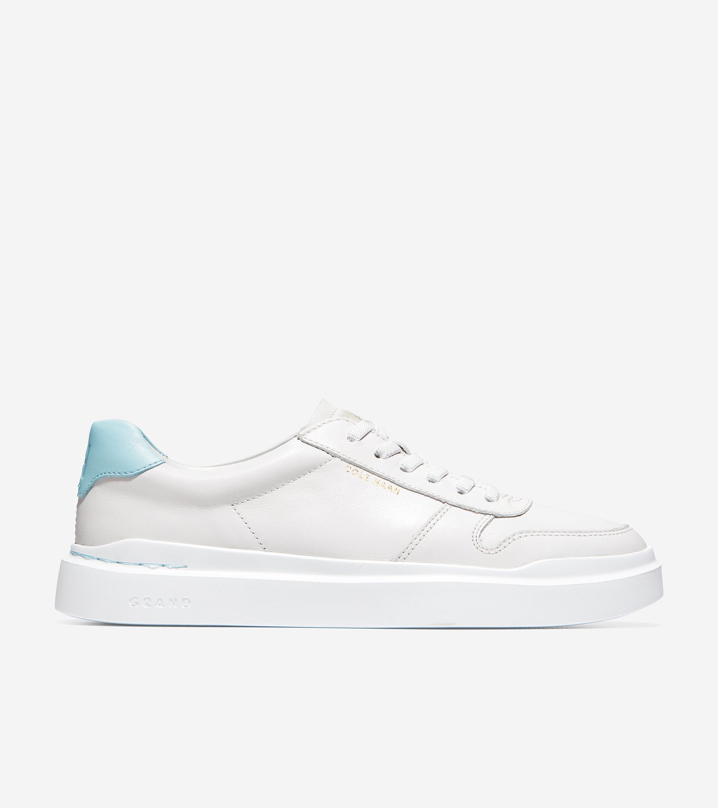 ColeHaan-GrandPrø Rally Court Sneaker-w18459-Optic White Leather-Light Blue