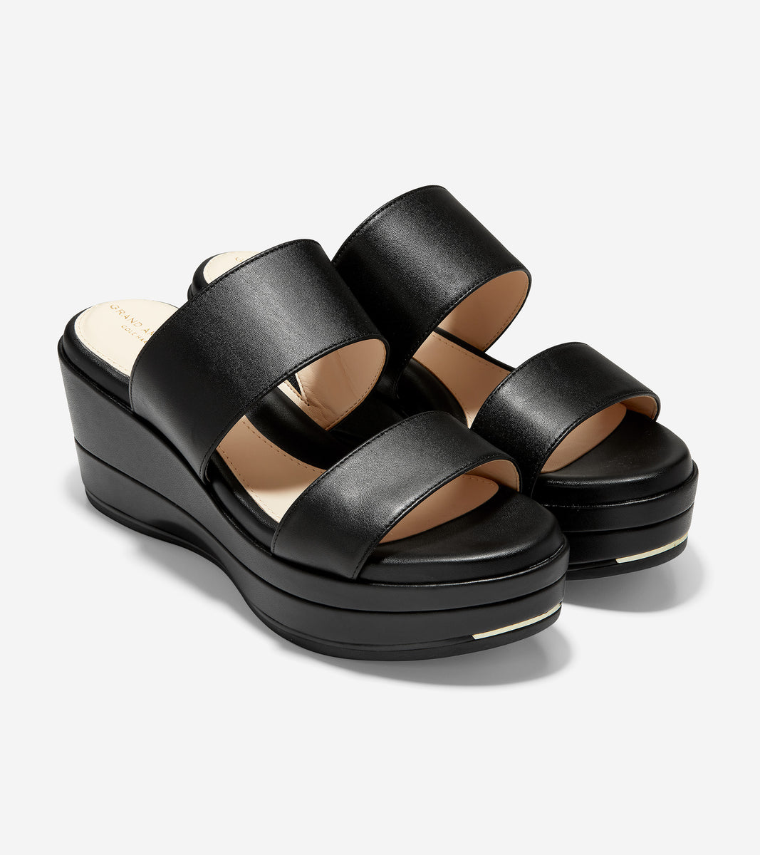 ColeHaan-Grand Ambition Flatform Slide Sandal-w18721-Black Leather