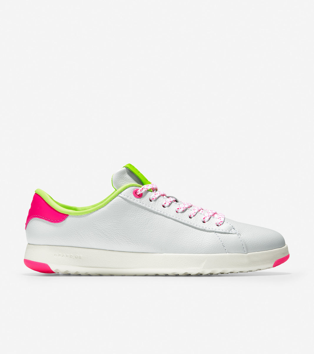 ColeHaan-GrandPrø Tennis Sneaker-w19395-Optic White-Pink Glow