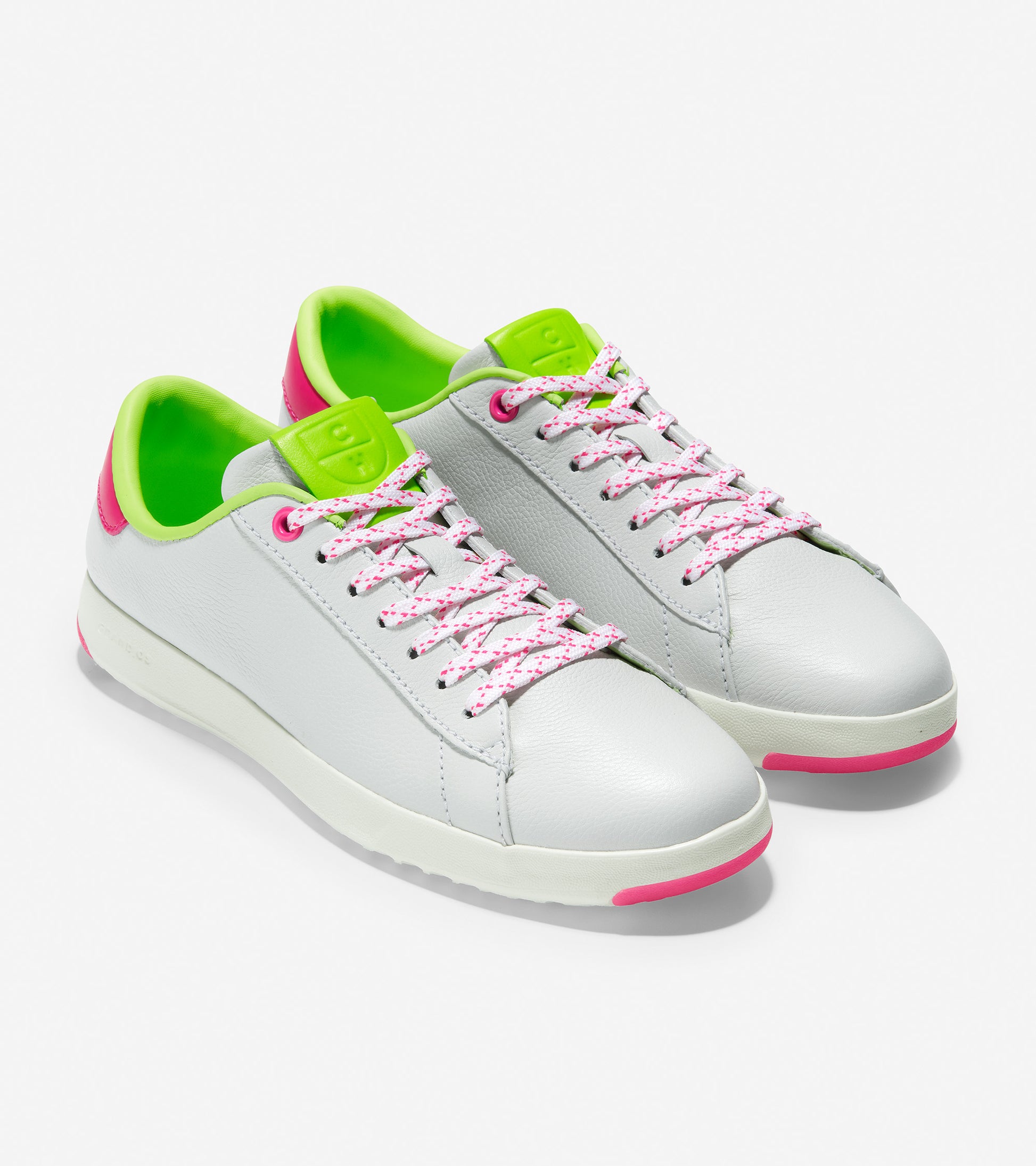 ColeHaan-GrandPrø Tennis Sneaker-w19395-Optic White-Pink Glow