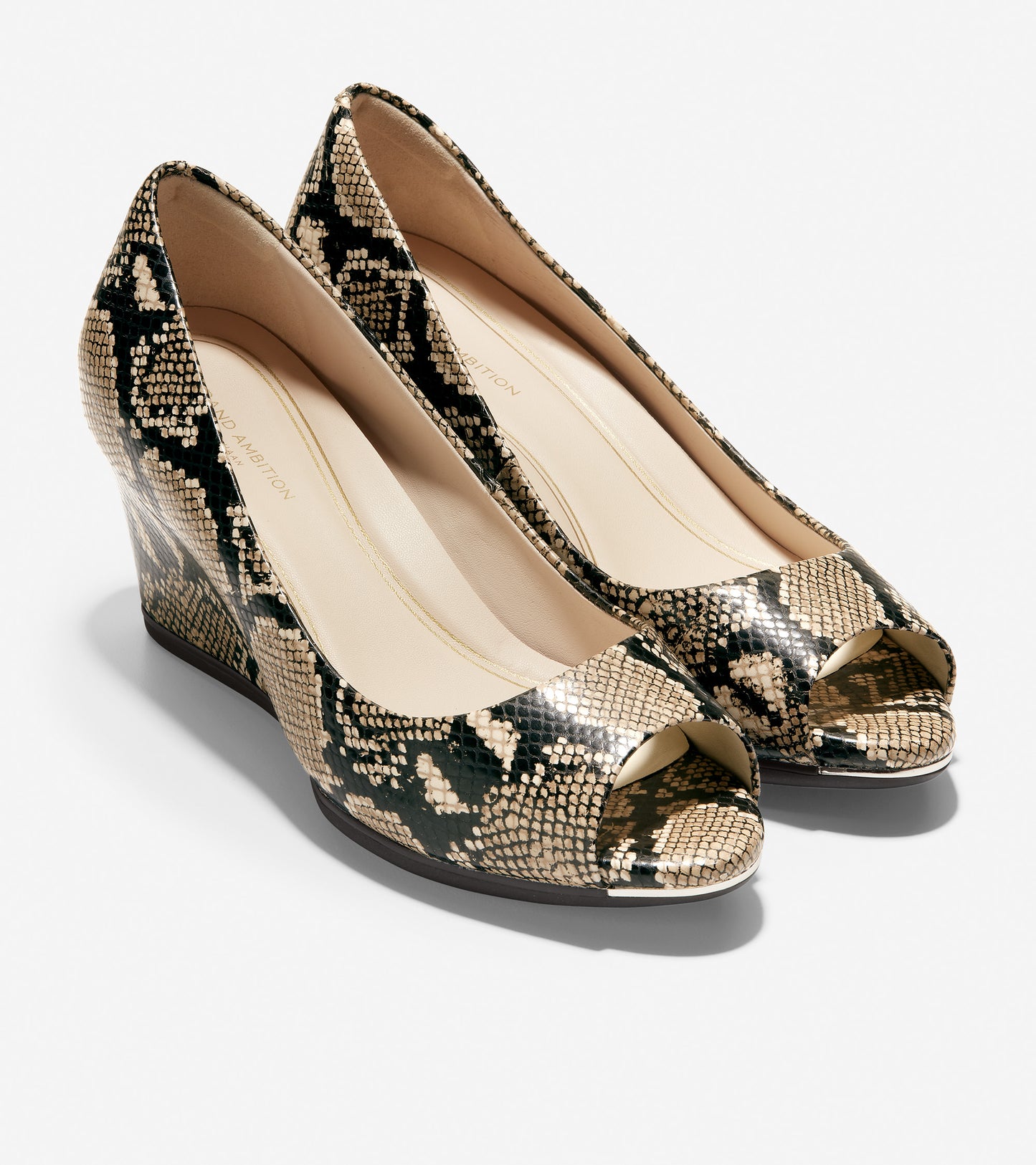 ColeHaan-Grand Ambition Open Toe Wedge-w19413-Amphora Snake Print Leather