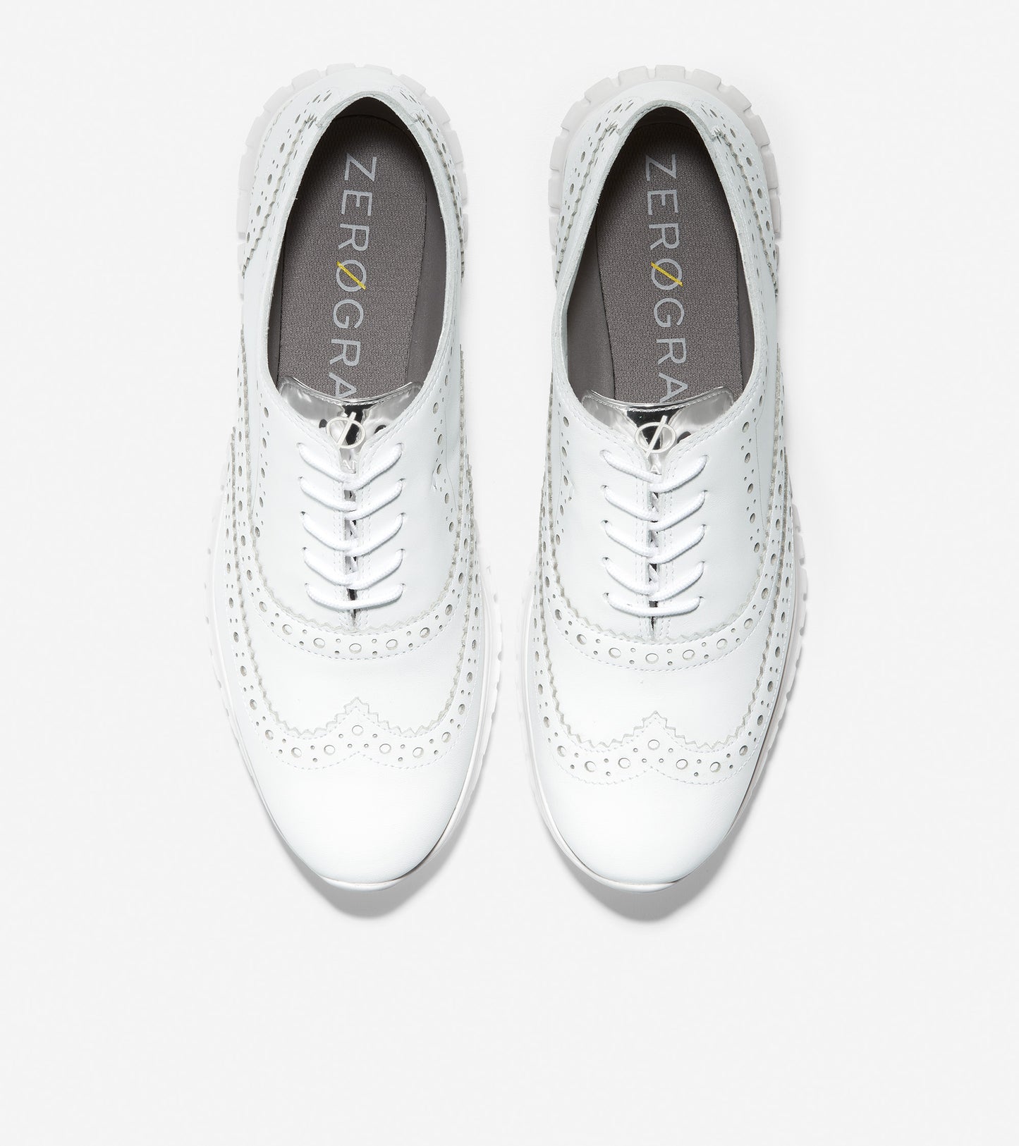 ColeHaan-ZERØGRAND Wingtip Oxford-w20385-Optic White Leather-Argento Leather