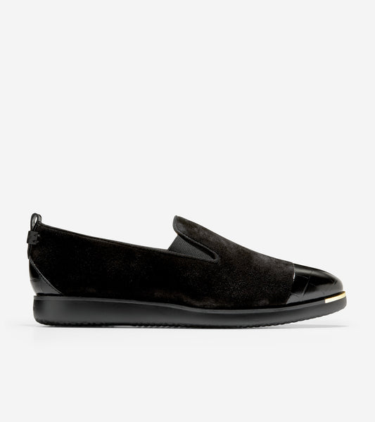 ColeHaan-Grand Ambition Slip-On Sneaker-w20496-Black Suede-Black Croc Print