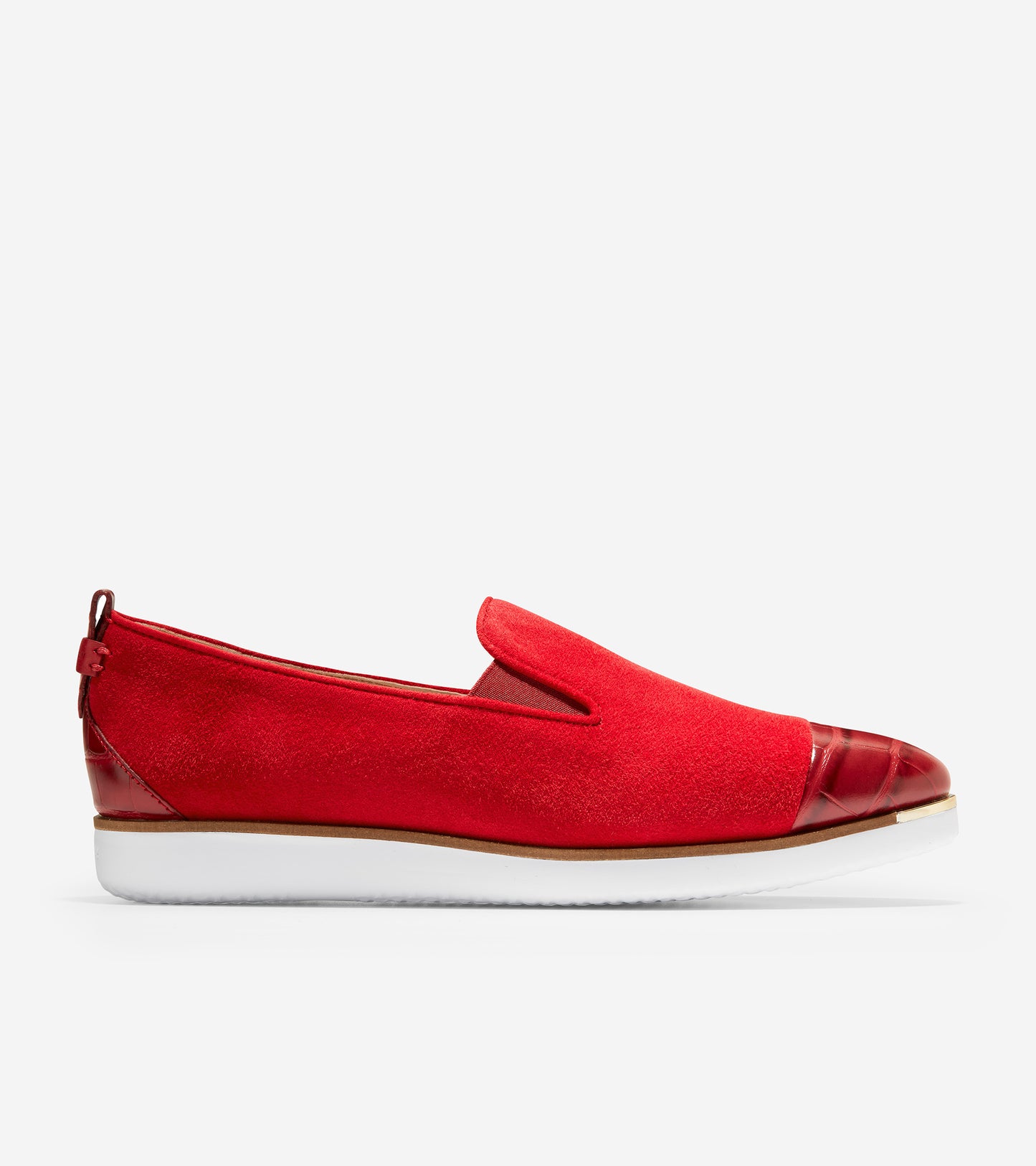 ColeHaan-Grand Ambition Slip-On Sneaker-w20498-Red Dahlia Suede-Red Croc Print