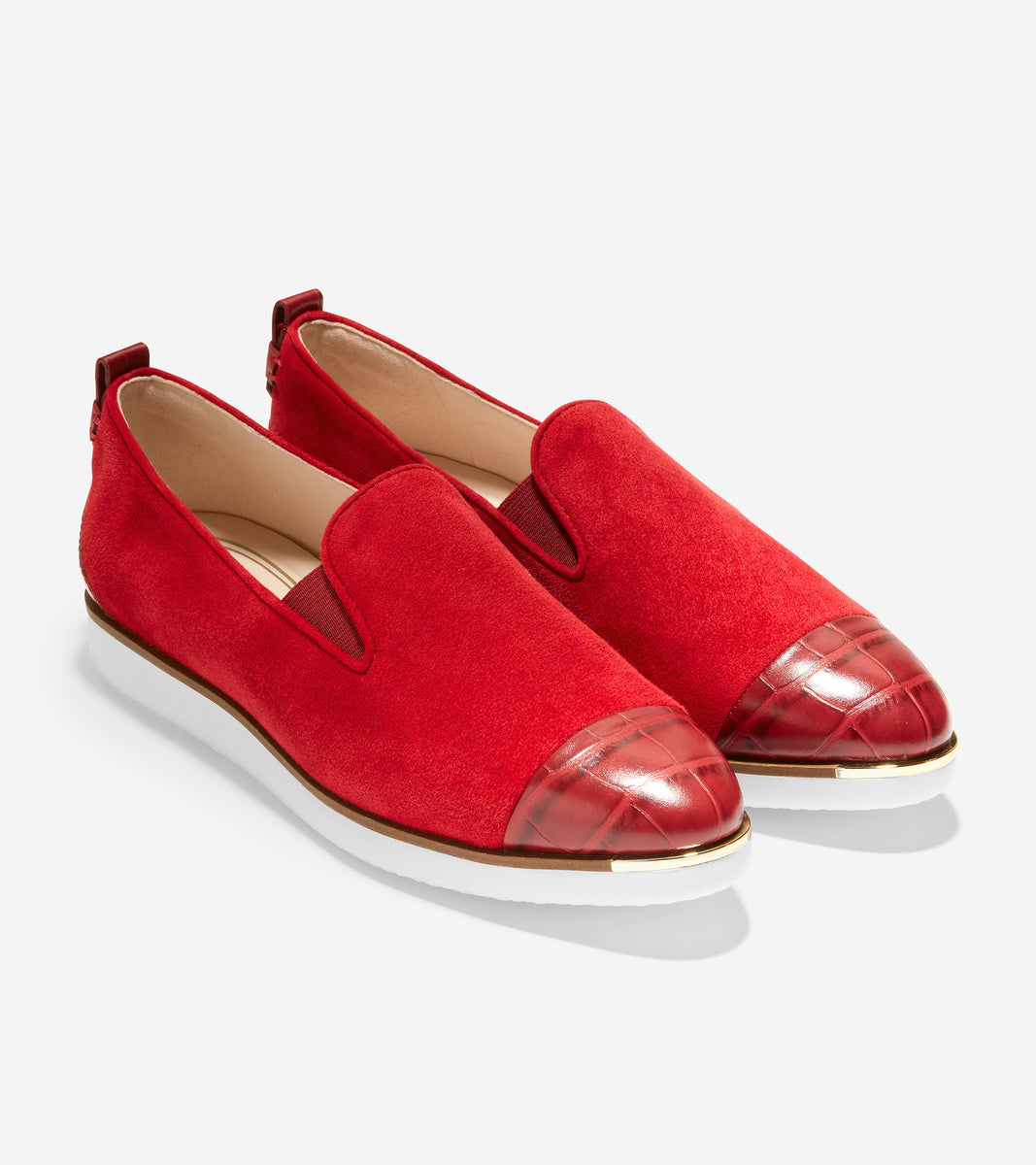 ColeHaan-Grand Ambition Slip-On Sneaker-w20498-Red Dahlia Suede-Red Croc Print