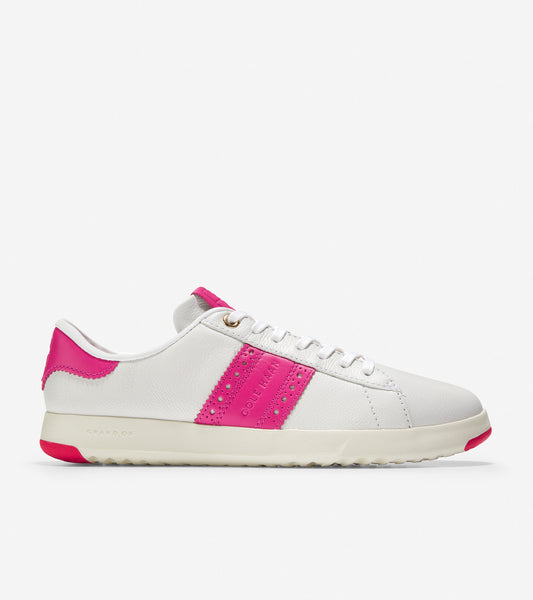 ColeHaan-GrandPrø Tennis Sneaker-w21495-Ivory Leather-Fuschia